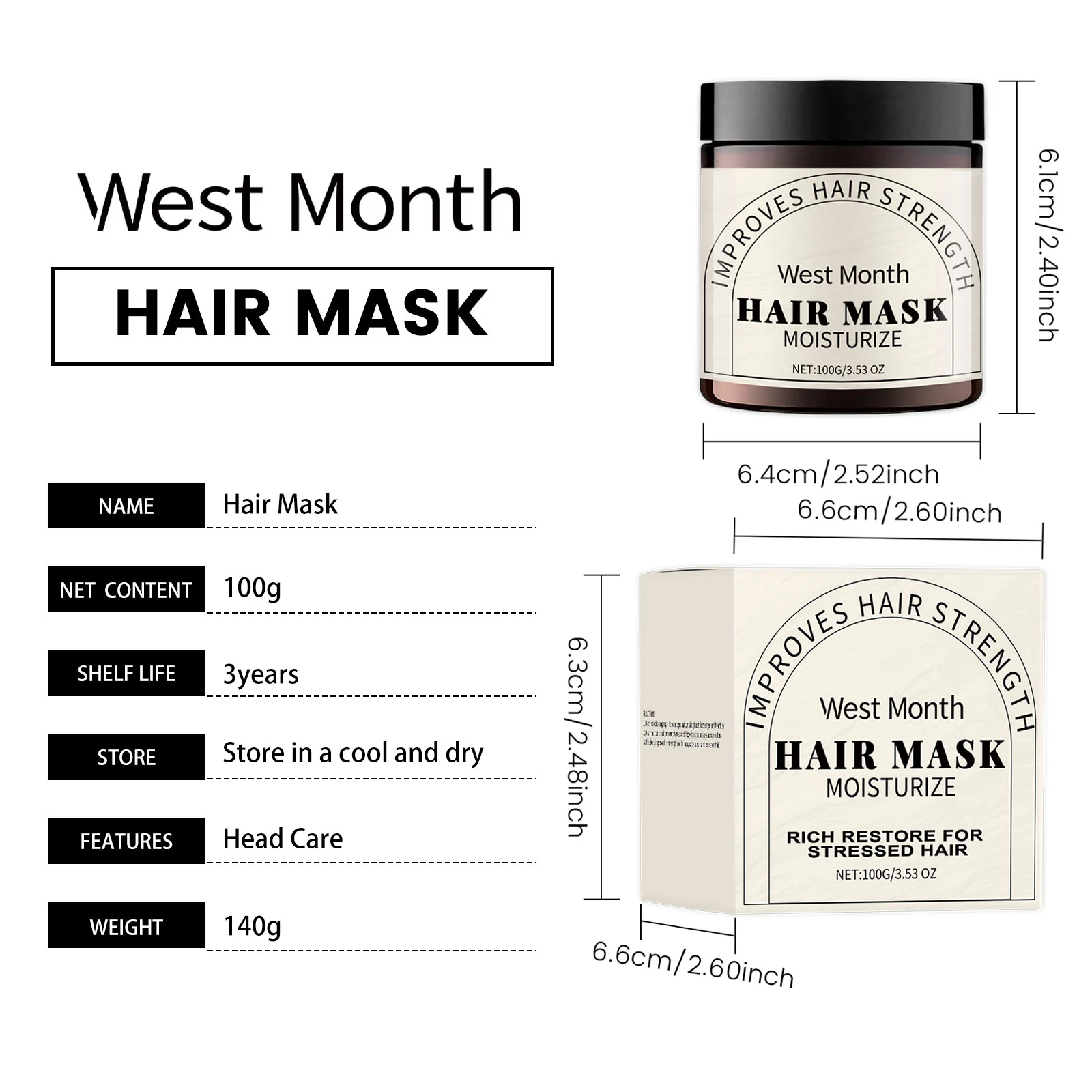 West Month Hair Mask Deep Moisturizing Repair for Dry Damaged Hair 1 hair mask repair moisturizing wes 2btjycvg desc 1