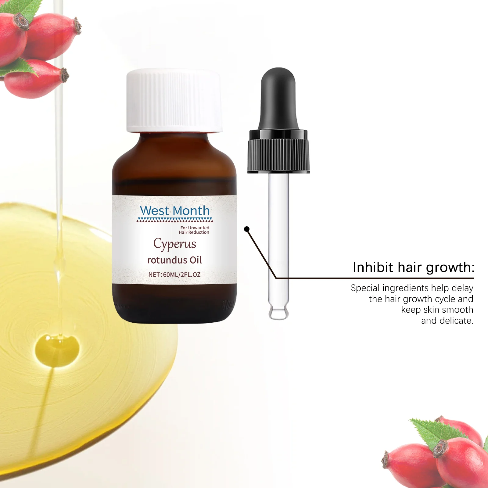 West Month Cyperus Rotundus Hair Removal Care Oil Set with Scraper for Smooth Skin 6 hair removal care oil set wes t5mz6rnx desc 6