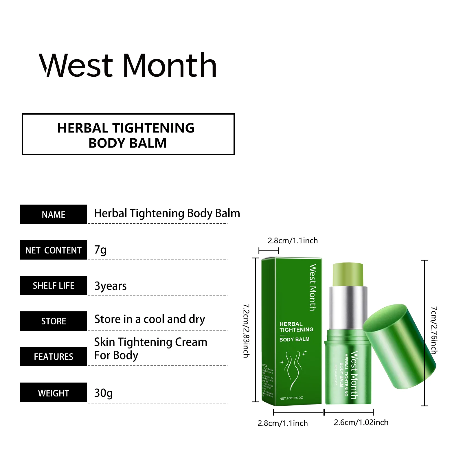 Herbal Tightening Body Balm 7g Moisturizing Firming Anti-Cellulite Skin Care Stick 1 herbal tightening body balm 7g wes 3394rkt5 desc 1
