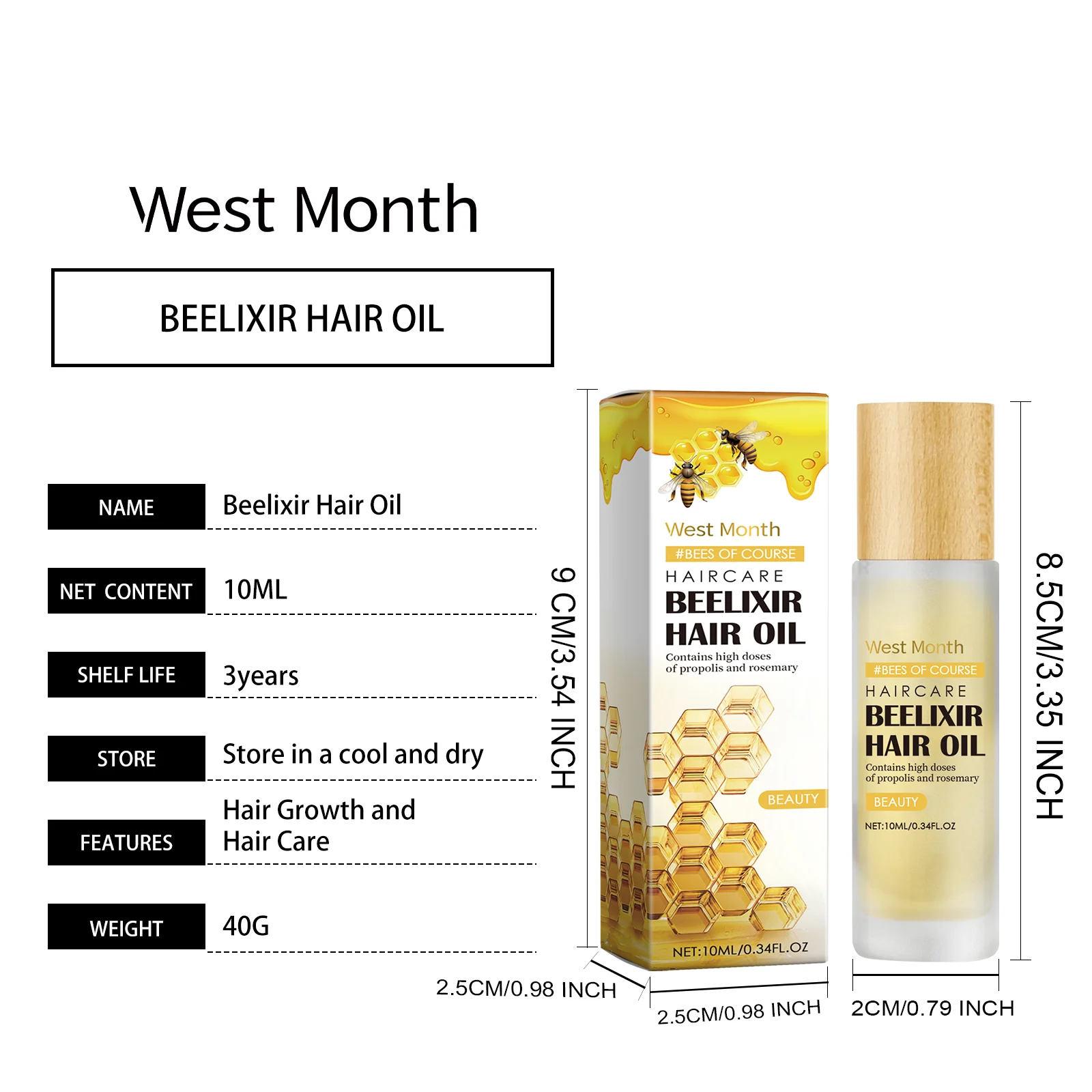West Month Honey Hair Oil with Rosemary Extract for Dry Frizz Repair and Hair Growth 1 honey hair oil wes 944a6vbq desc 1