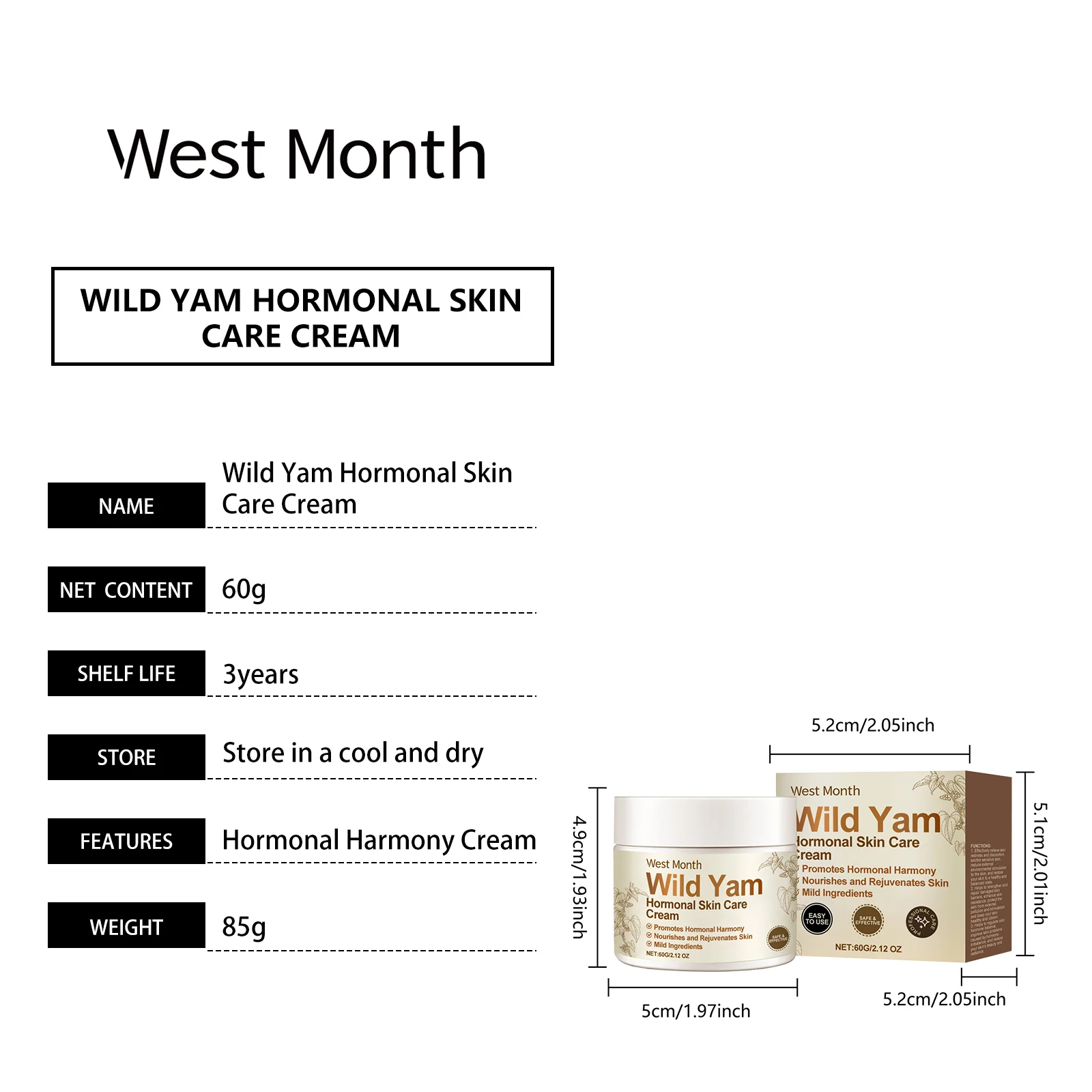 Hormonal Balance Cream for Face 60g - Moisturizing, Soothing & Brightening Skin Care 1 hormonal balance cream face 60g wes 39ctchaf desc 1