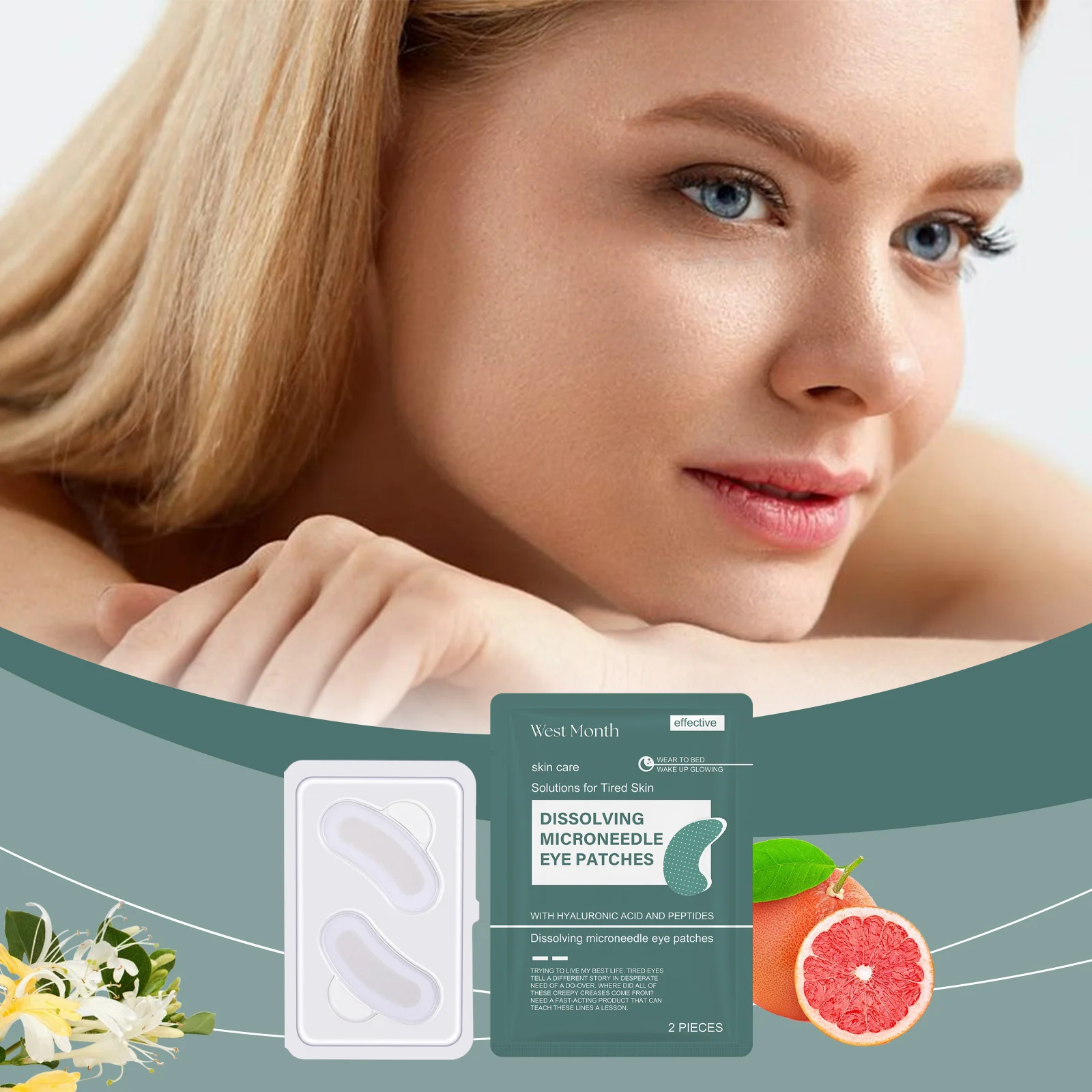 Hyaluronic Acid Eye Patches Brighten Skin Tone Moisturize Hydrate Reduce Fine Lines Crow's Feet 2 hyaluronic acid dissolving microneedle eye patches wes veftm9fv desc 2