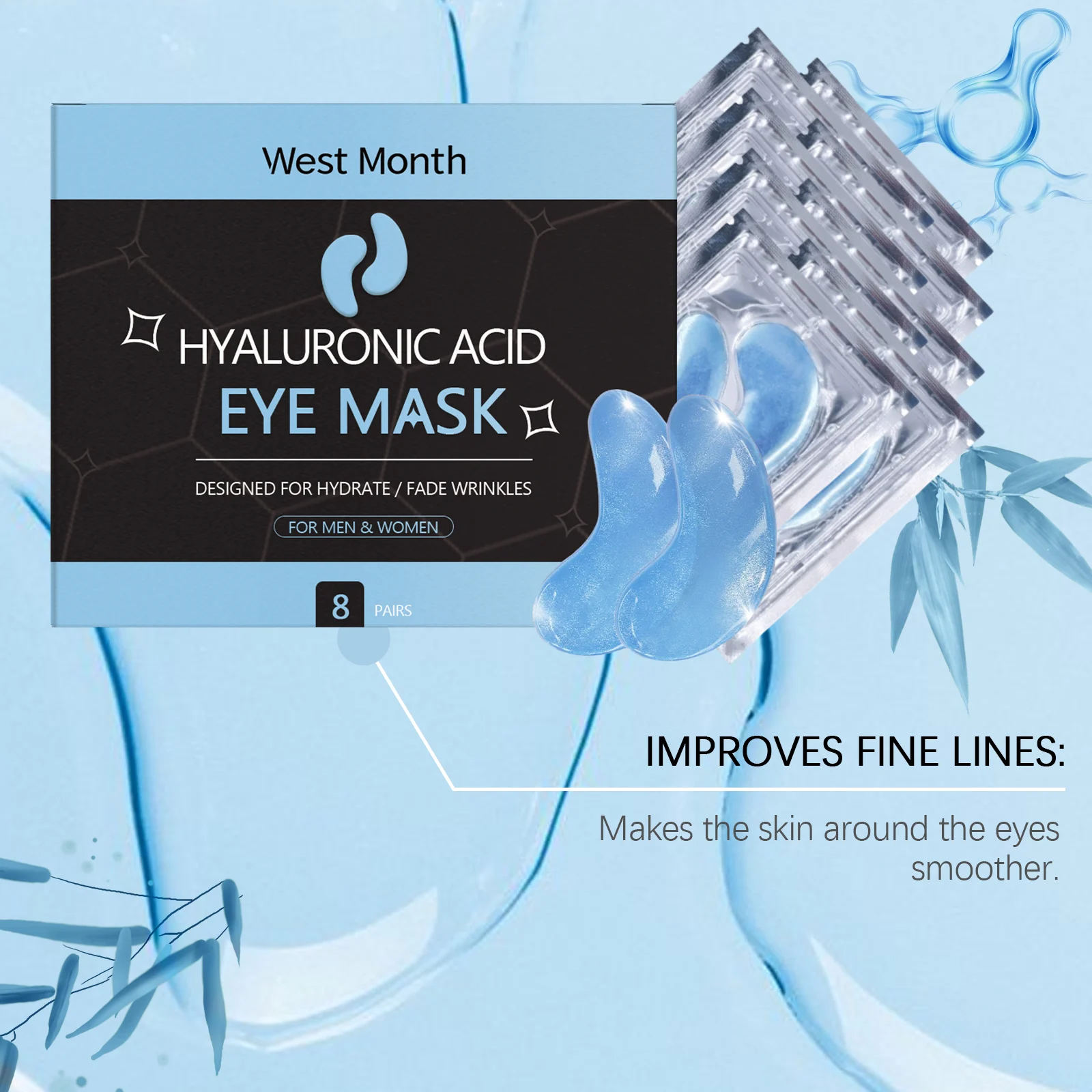 Hyaluronic Acid Eye Mask Hydrating Moisturizing Fades Fine Lines Dark Circles 8 Pairs 6 hyaluronic acid eye mask hydrating fine lines 8 pairs wes 8grvjgdz desc 6