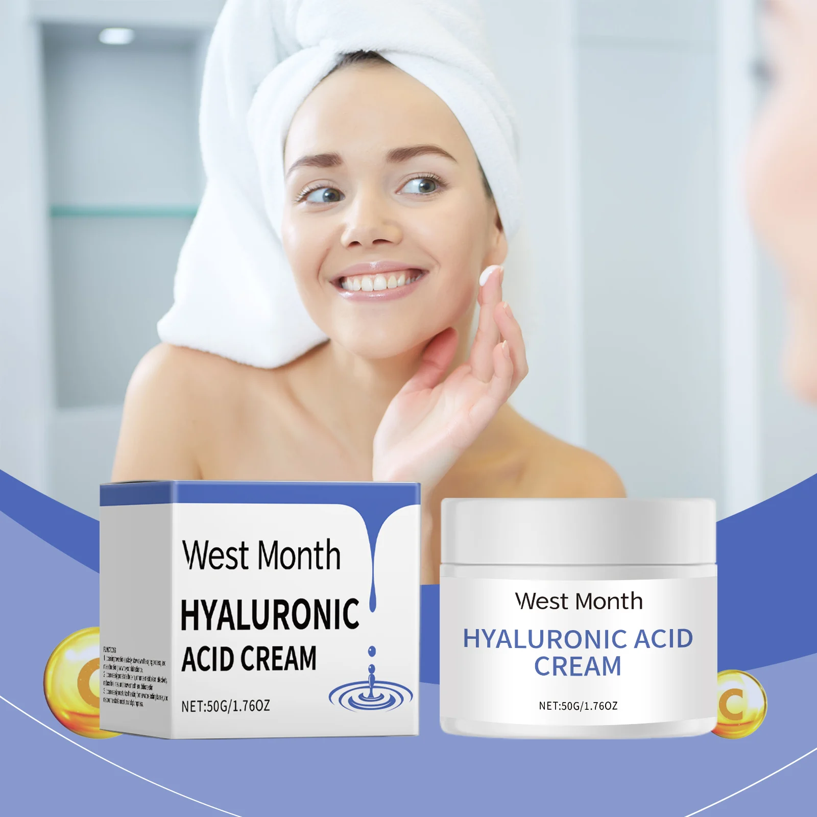 Hyaluronic Acid Moisturizing Cream 50g Collagen Niacinamide Vitamin C Anti-Aging Face Cream 2 hyaluronic acid moisturizing cream 50g wes x6vkv8nz desc 2
