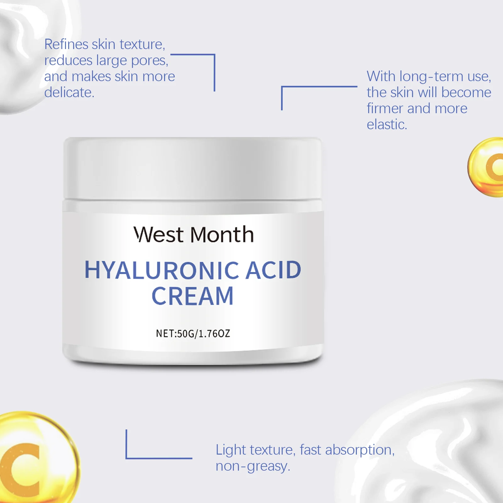 Hyaluronic Acid Moisturizing Cream 50g Collagen Niacinamide Vitamin C Anti-Aging Face Cream 8 hyaluronic acid moisturizing cream 50g wes x6vkv8nz desc 8
