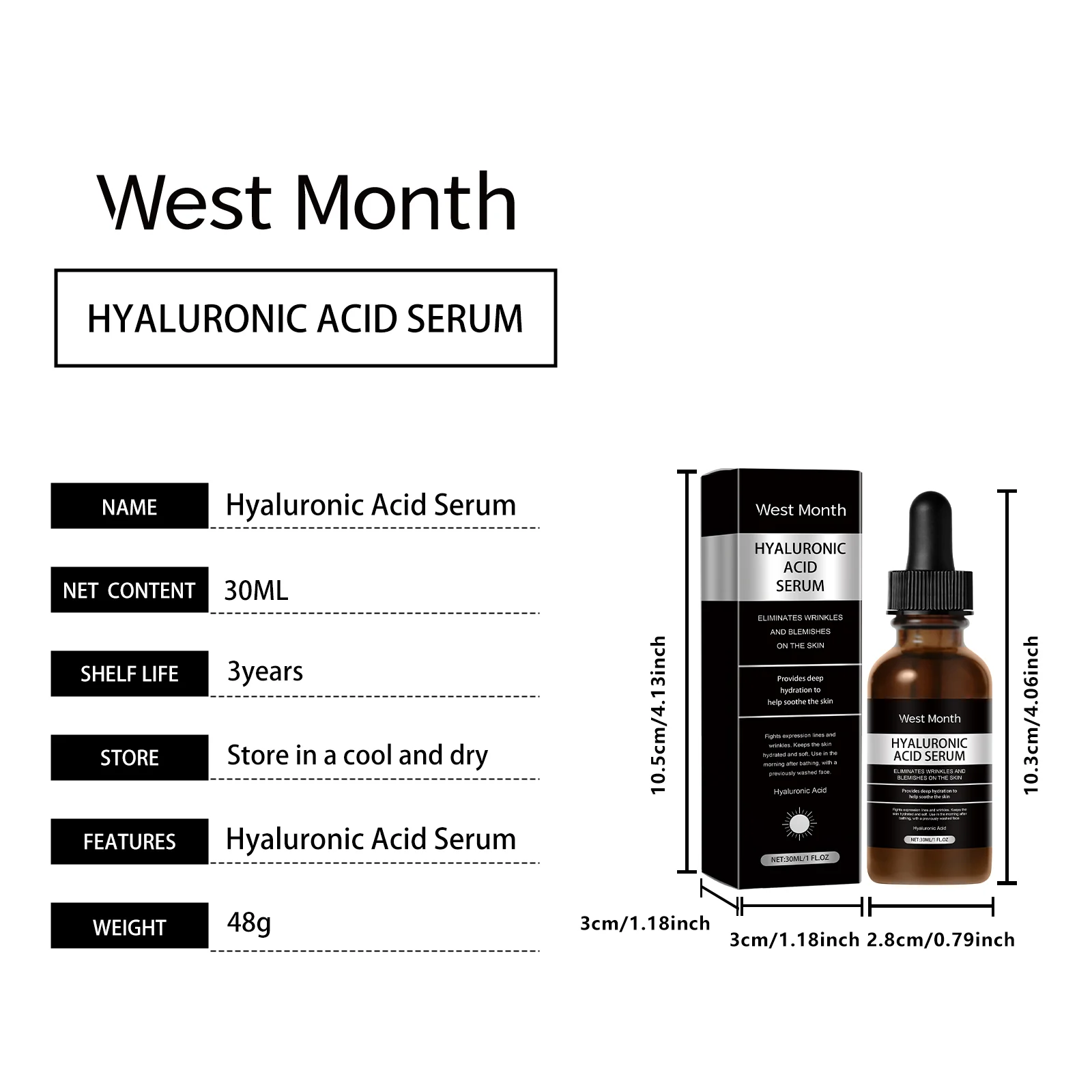 Hyaluronic Acid Serum 30ml for Deep Hydration and Brightening 1 hyaluronic acid serum 30ml deep hydration wes rg7v36zb desc 1