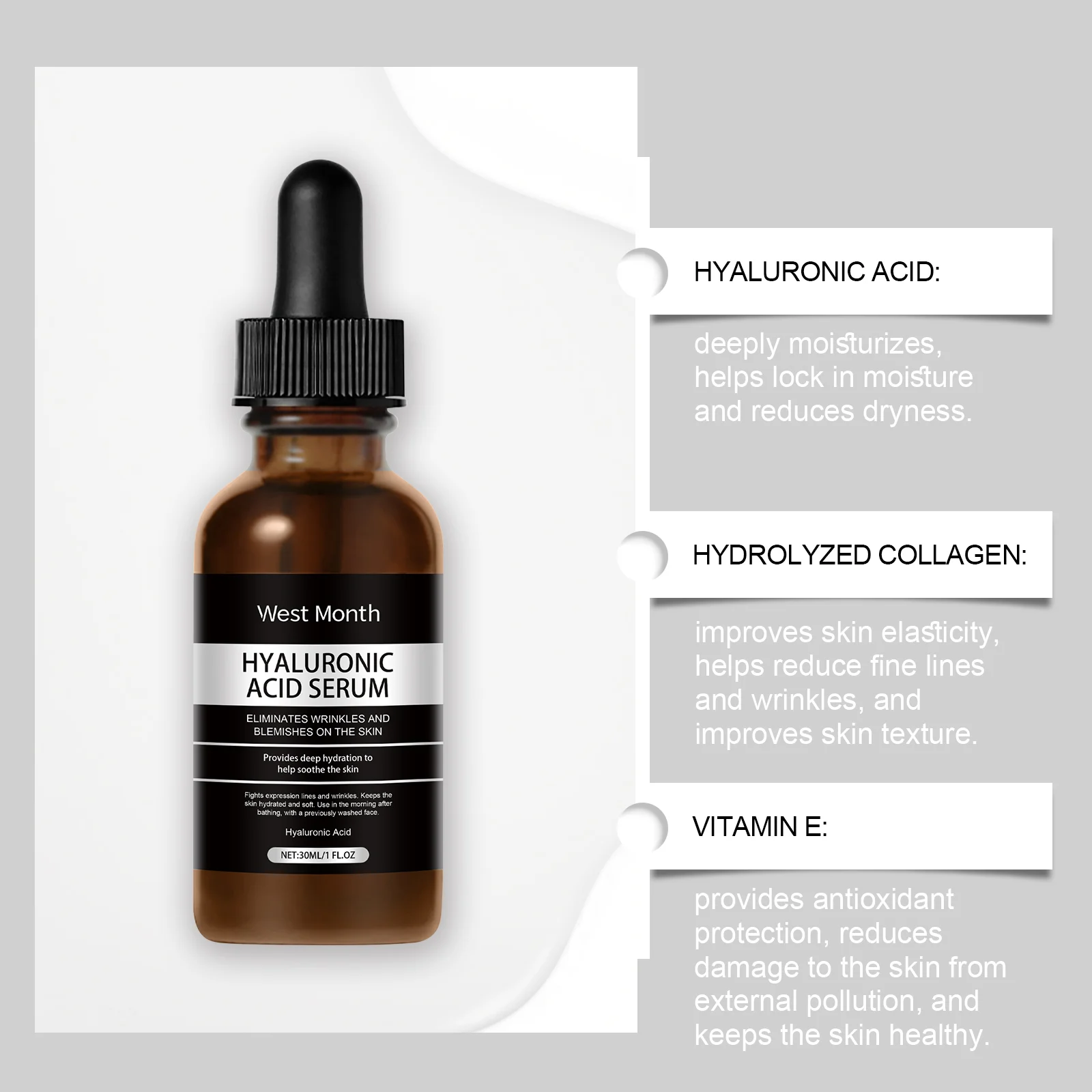 Hyaluronic Acid Serum 30ml for Deep Hydration and Brightening 8 hyaluronic acid serum 30ml deep hydration wes rg7v36zb desc 8