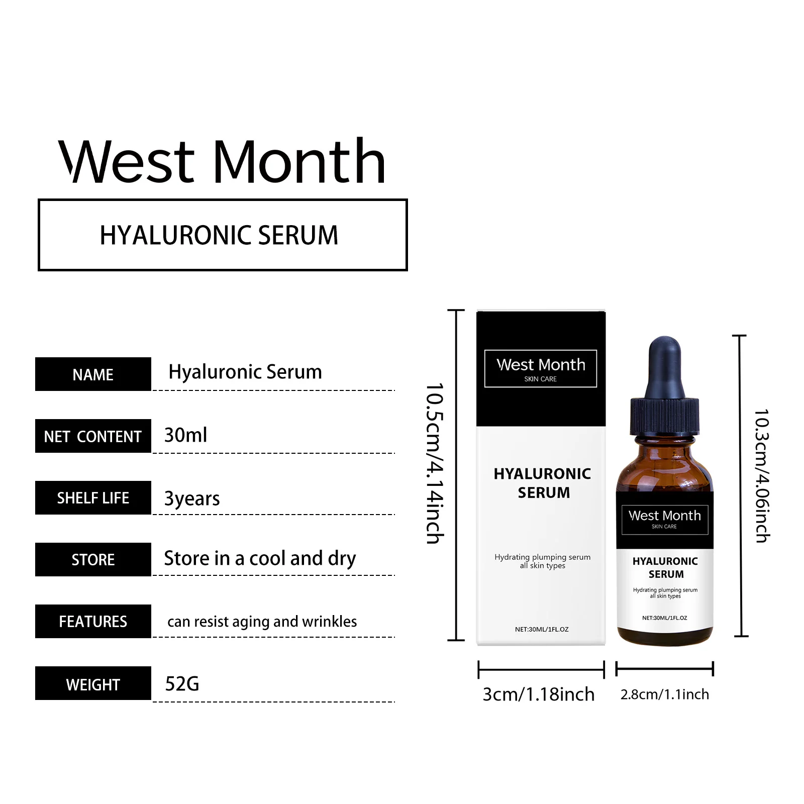 Hyaluronic Acid Serum 30ml Hydrating Plumping Anti-Wrinkle Brightening Facial Essence 1 hyaluronic acid serum 30ml hydrating plumping anti wrinkle wes xv95ub8p desc 1