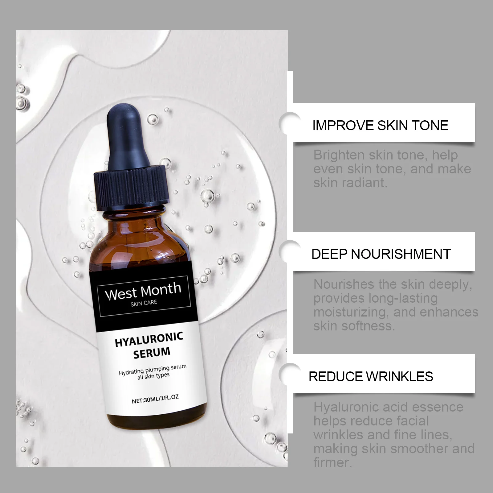 Hyaluronic Acid Serum 30ml Hydrating Plumping Anti-Wrinkle Brightening Facial Essence 5 hyaluronic acid serum 30ml hydrating plumping anti wrinkle wes xv95ub8p desc 5