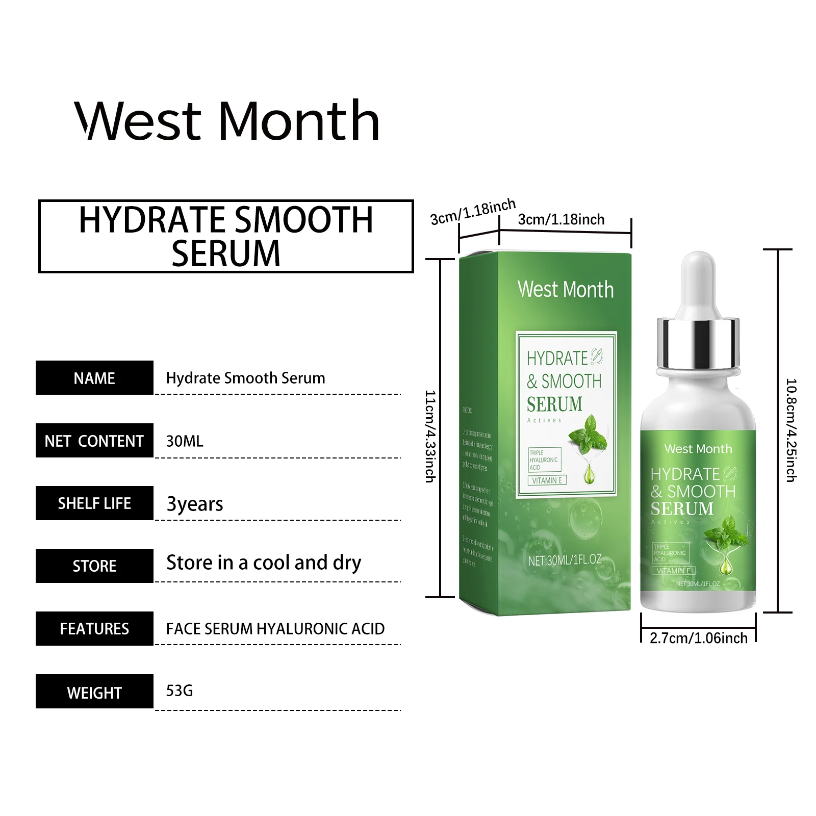 Hyaluronic Acid Serum Hydrating & Smoothing Facial Moisturizer 30ml 1 hyaluronic acid serum hydrating smoothing facial moisturizer 30ml wes 2vx2mw9r desc 1