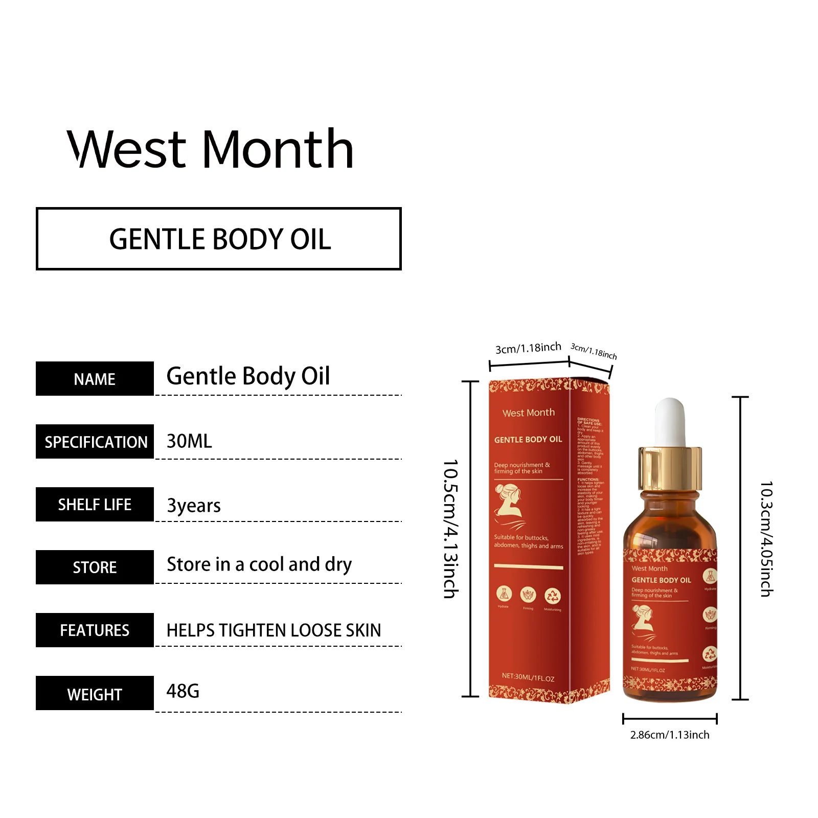 West Month Hydrating Body Oil | Deep Nourishment, Tightening, Moisturizing 1 hydrating body oil wes vvfjfvjj desc 1