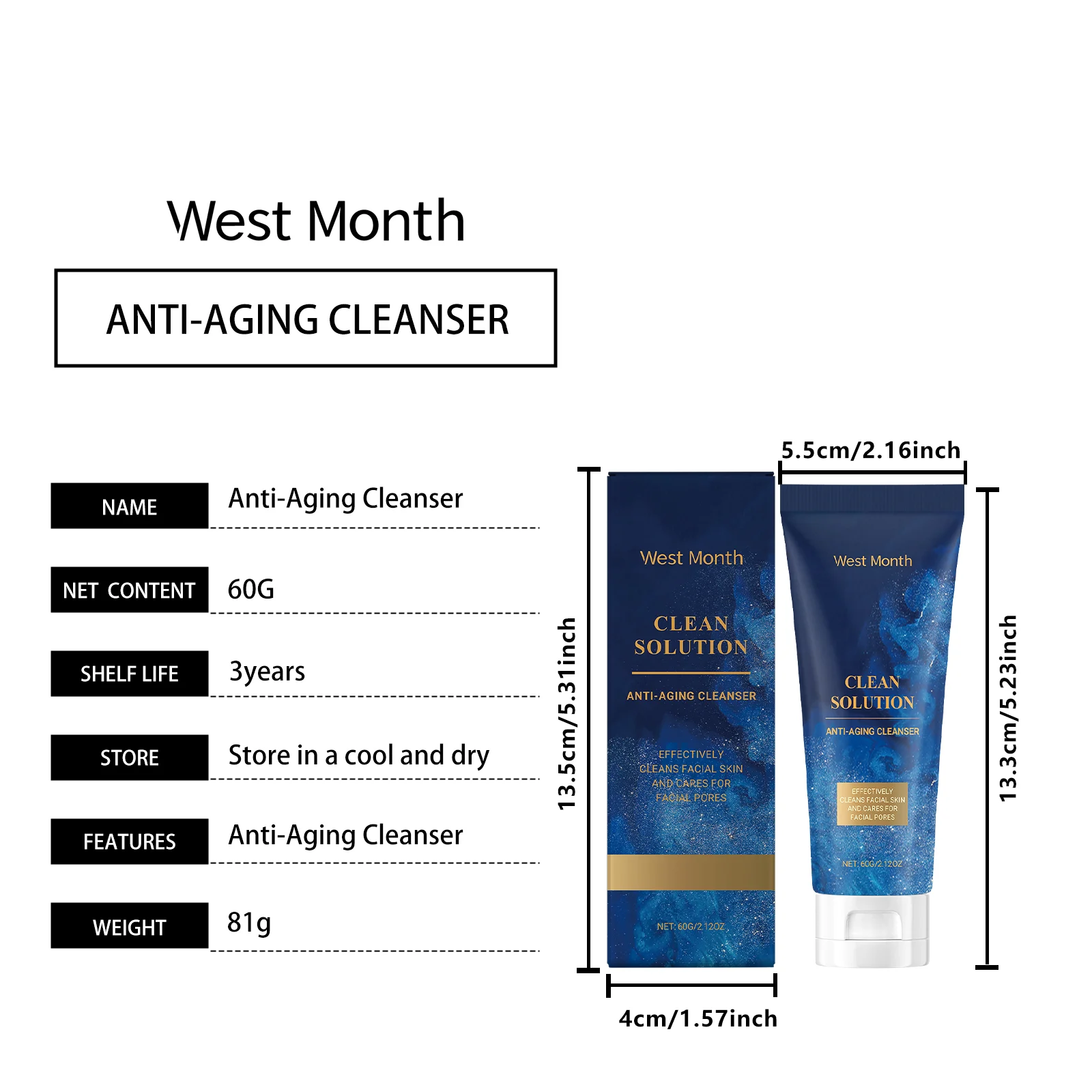Hydrating Cleanser 60g for Dry & Sensitive Skin Deeply Moisturizes & Non-Tightening 1 hydrating cleanser 60g wes awkwdbes desc 1