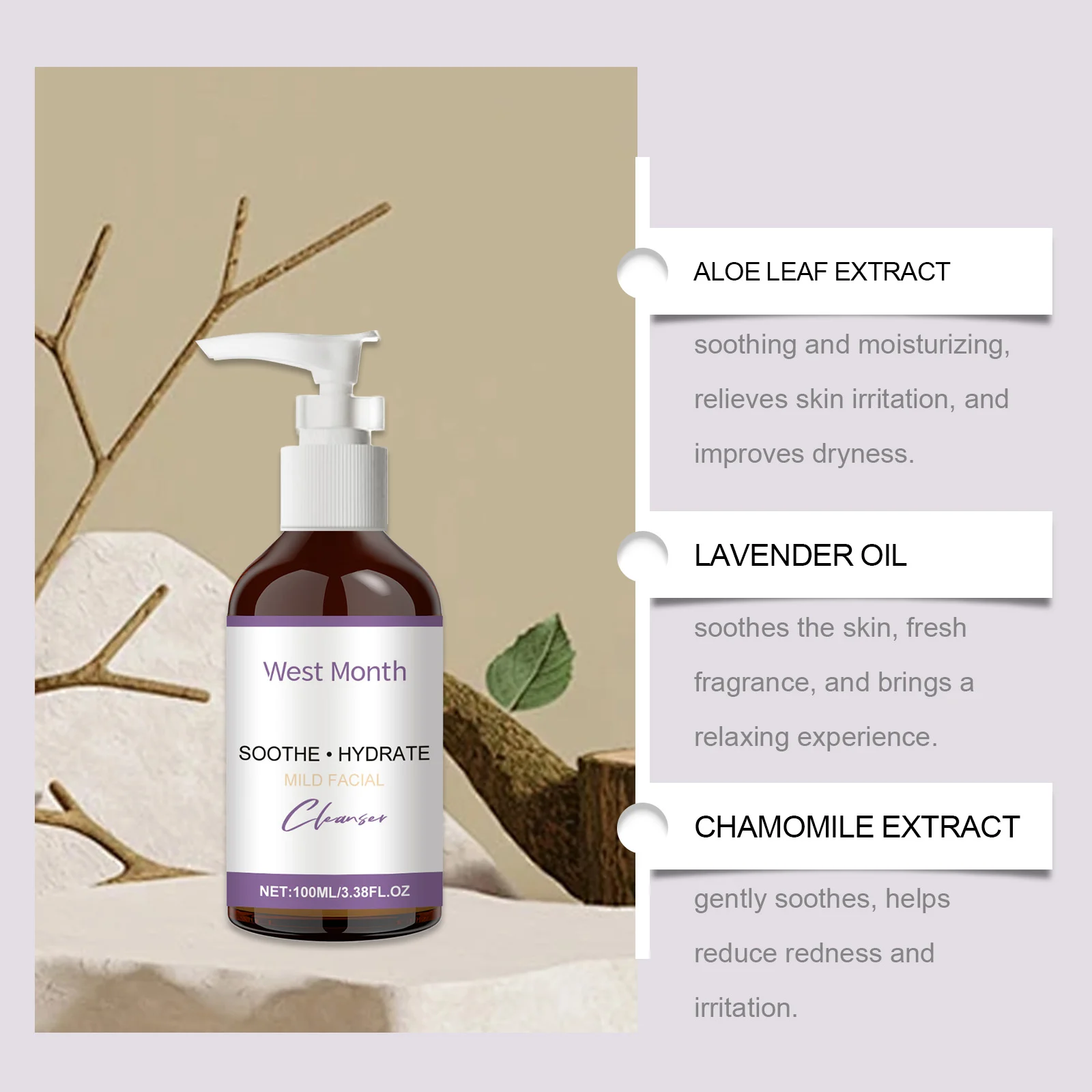 Hydrating Facial Cleanser Deep Cleansing Pores Balancing Oil Nourishing Skin 100ml 8 hydrating facial cleanser deep cleansing moisturizing 100ml wes 2tcwk6n3 desc 8