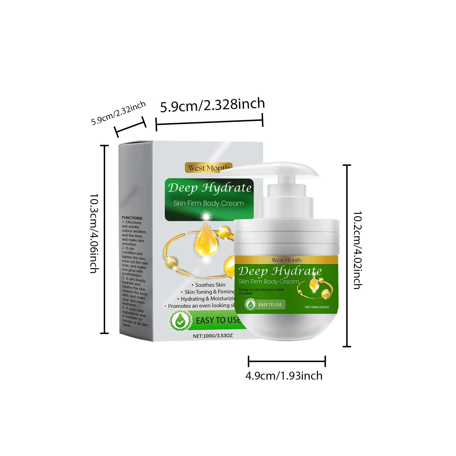 West Month Deep Hydrate & Firming Body Cream | Anti-Wrinkle & Moisturizing 1 hydrating firming body cream wes k42uf9vc desc 1