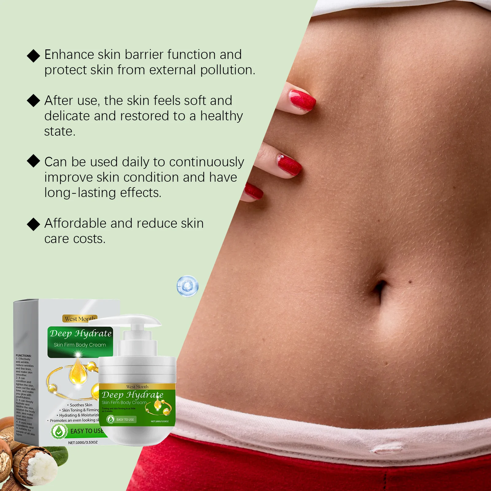 West Month Deep Hydrate & Firming Body Cream | Anti-Wrinkle & Moisturizing 8 hydrating firming body cream wes k42uf9vc desc 8