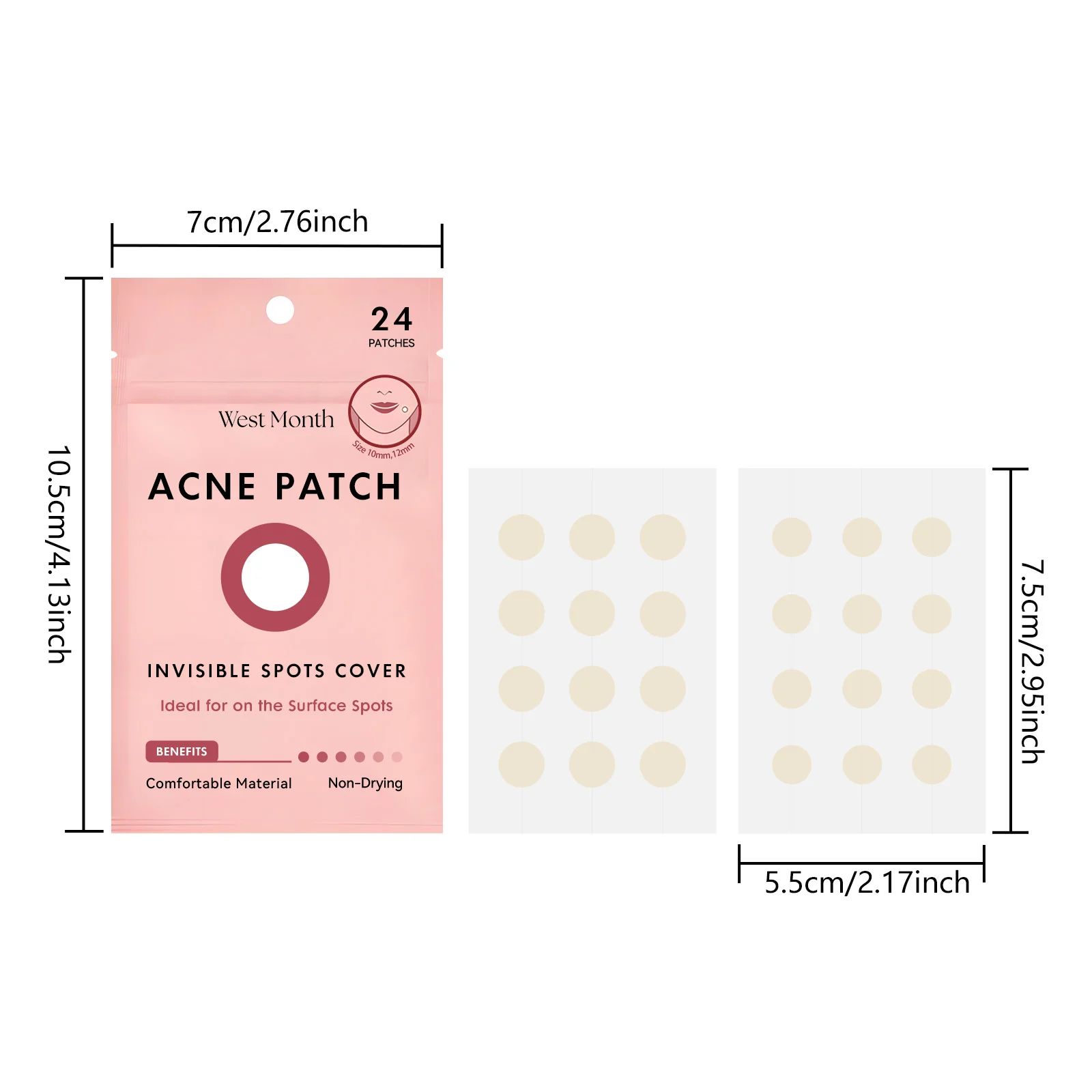 West Month Invisible Acne Patches with Centella Asiatica & Salicylic Acid for Spot Coverage 1 invisible acne patches wes tt9zp8ek desc 1