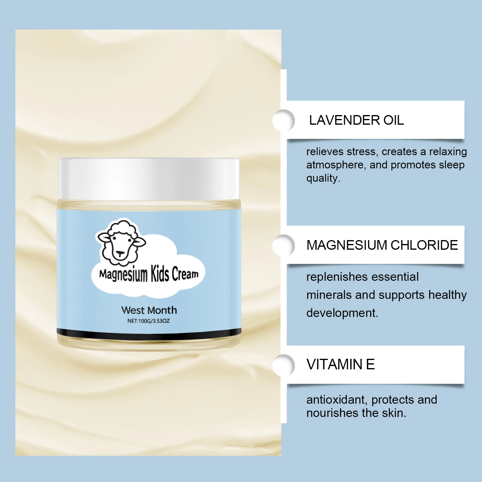 Kids Magnesium Sleep Cream 100g for Relaxation, Hydration & Soothing Bedtime Skincare 6 kids magnesium sleep cream 100g wes ku6qa6yz desc 6
