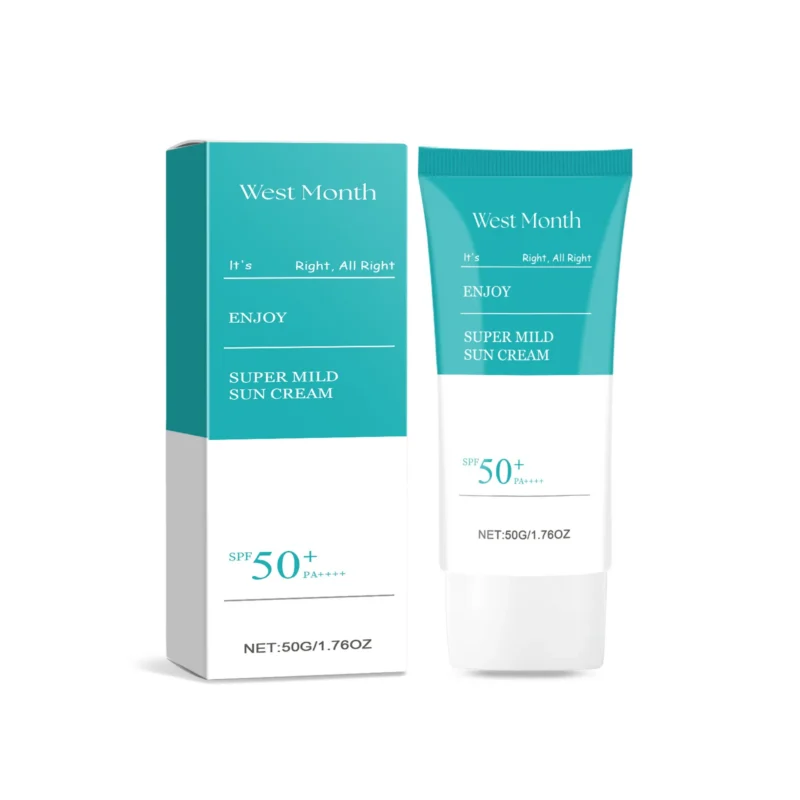 West Month Super Mild Sun Cream SPF 50+ with Hyaluronic Acid and Titanium Dioxide, 50g lightweight hydrating essence