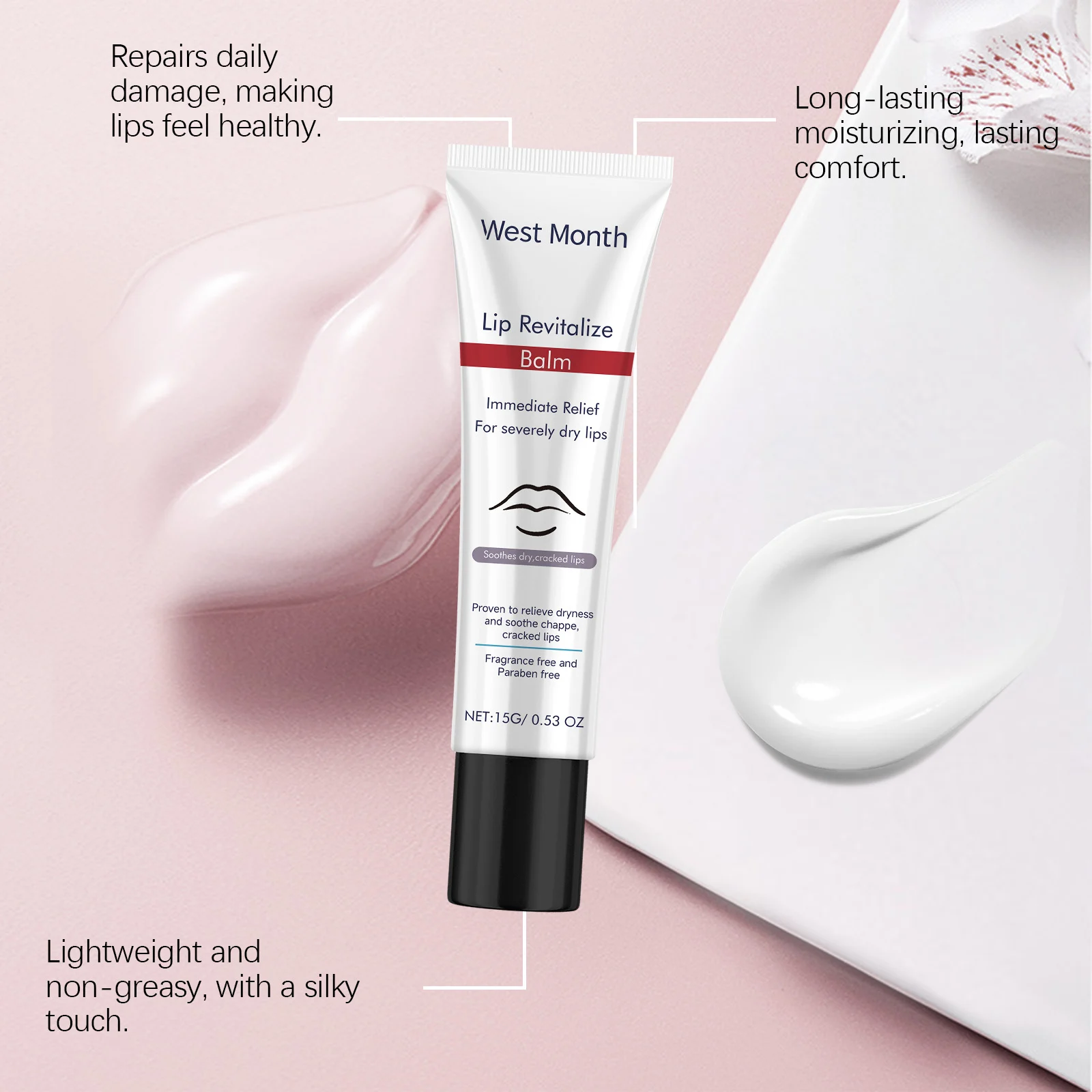 West Month Lip Revitalize Balm - Moisturizing, Soothes Dry & Chapped Lips, Fragrance Free 7 lip balm moisturizer wes mahz7aq8 desc 7