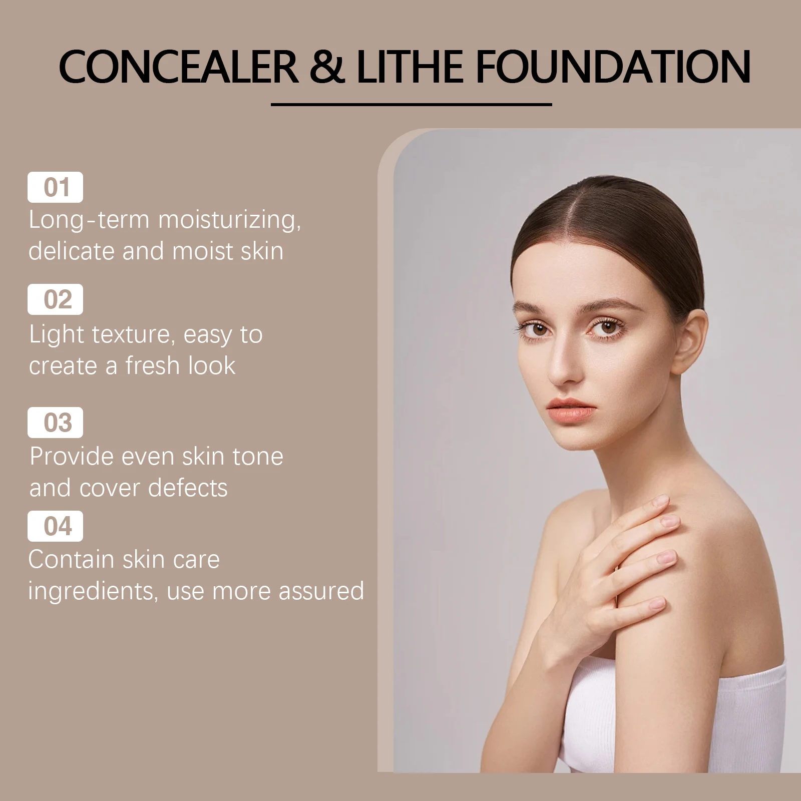 Long Lasting Liquid Foundation, Hydrating Non-Greasy Lightweight Foundation for Everyday Wear 50g 5 long lasting liquid foundation hydrating lightweight 50g wes 7s59p8sh desc 5