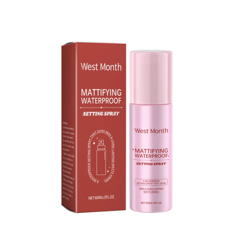 West Month Mattifying Waterproof Setting Spray in a sleek bottle, perfect for keeping makeup fresh and matte all day