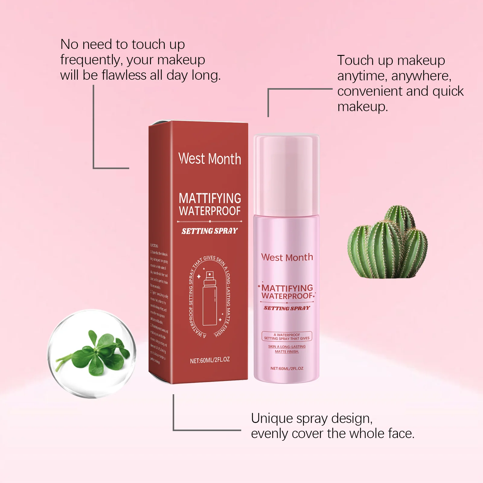 Mattifying Waterproof Setting Spray 60ml with Hyaluronic Acid & Vitamin E for Long-Lasting Makeup 6 mattifying waterproof setting spray 60ml wes c3hmjbxg desc 6