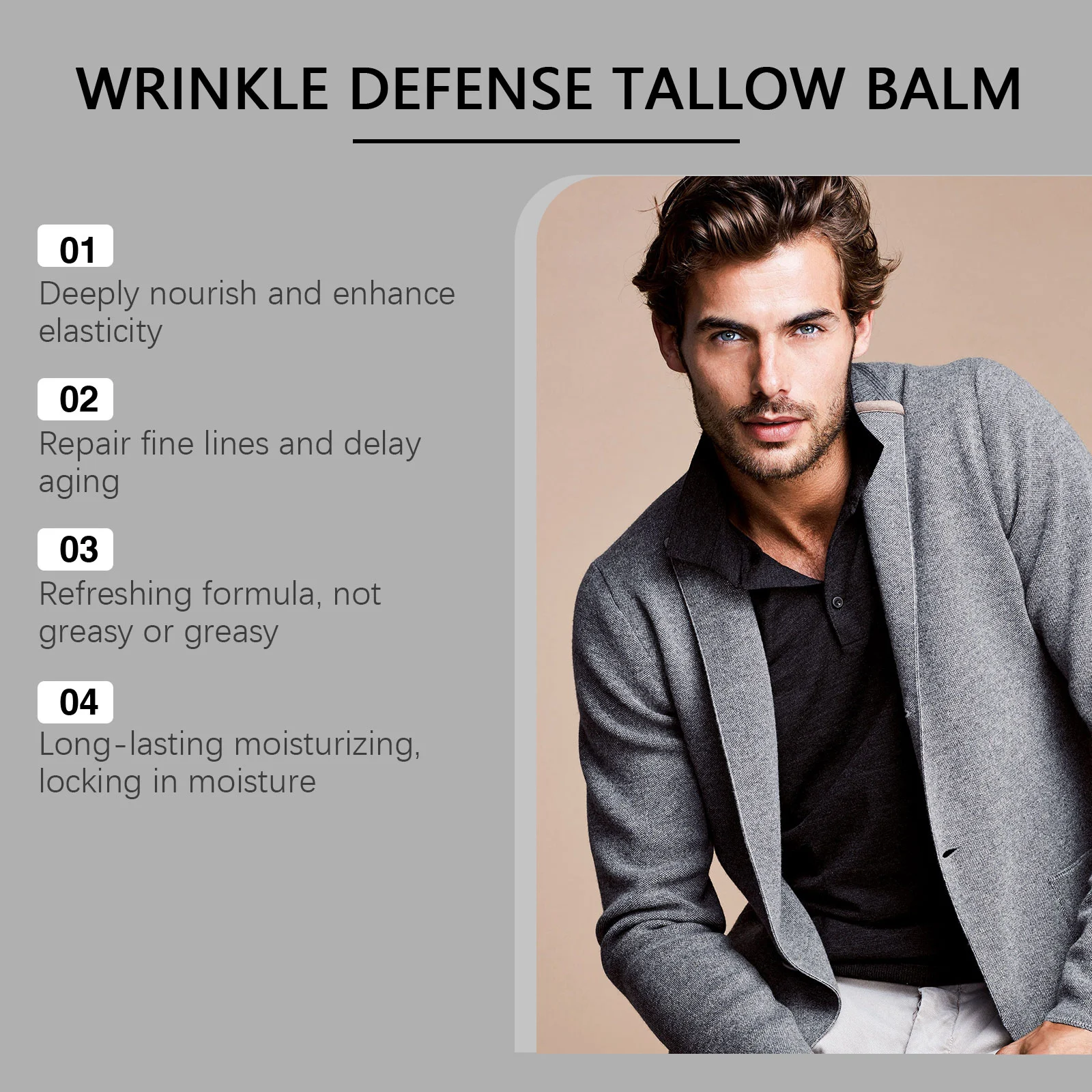 Men's Tallow Balm Face Moisturizer Hydrating Cream for Men 50g 5 mens tallow balm face moisturizer hydrating cream 50g wes nuqdmp95 desc 5