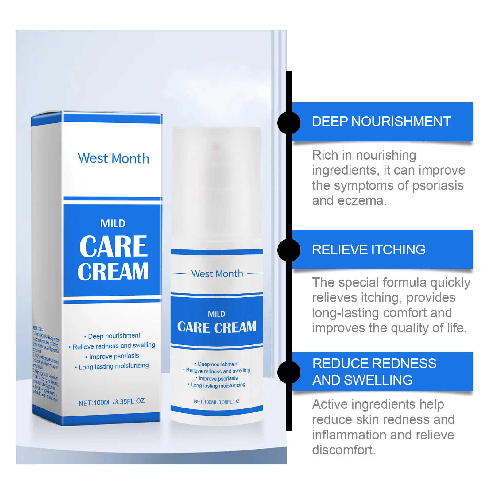 West Month Mild Care Cream - Skin Nourishing & Psoriasis Relief Cream - 100ml 8 moisturizing skin care cream wes 88rg6d8q desc 8