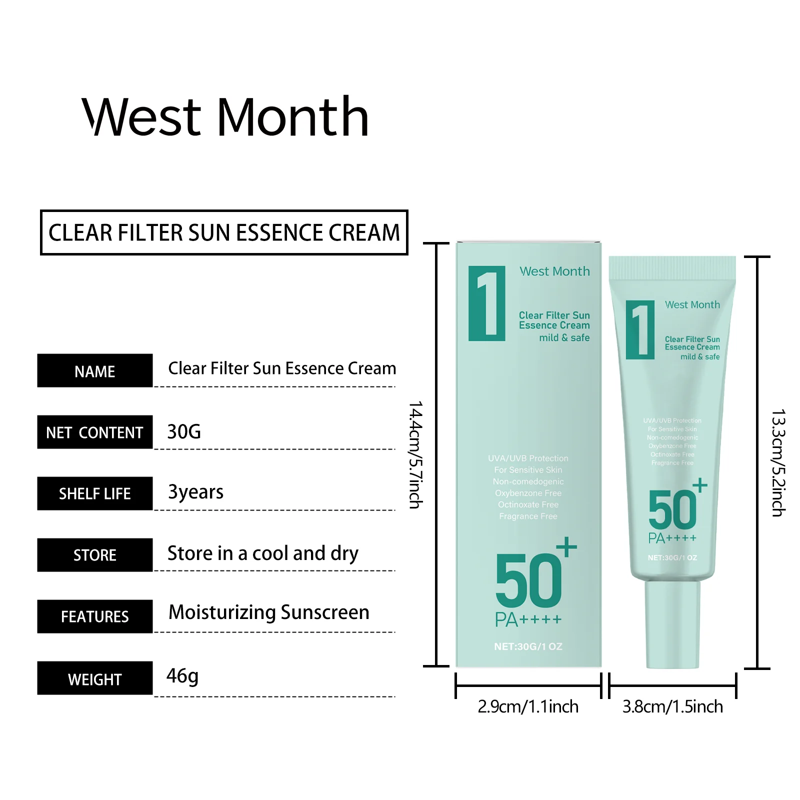 Moisturizing Sunscreen Face Cream with SPF & Titanium Dioxide 30g 1 moisturizing sunscreen face cream spf titanium dioxide 30g wes n5d8x6rm desc 1