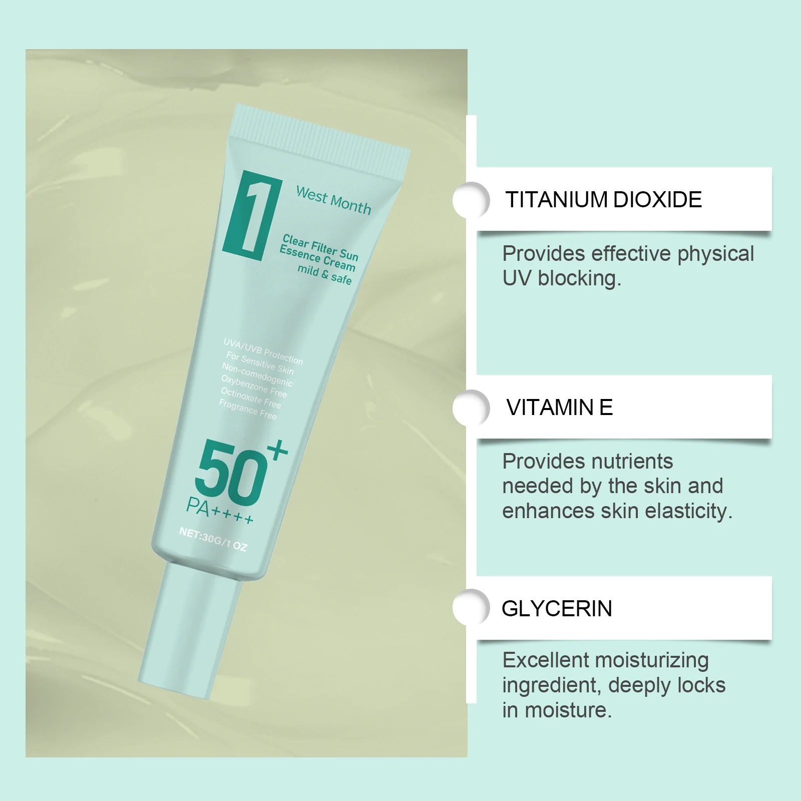 Moisturizing Sunscreen Face Cream with SPF & Titanium Dioxide 30g 5 moisturizing sunscreen face cream spf titanium dioxide 30g wes n5d8x6rm desc 5