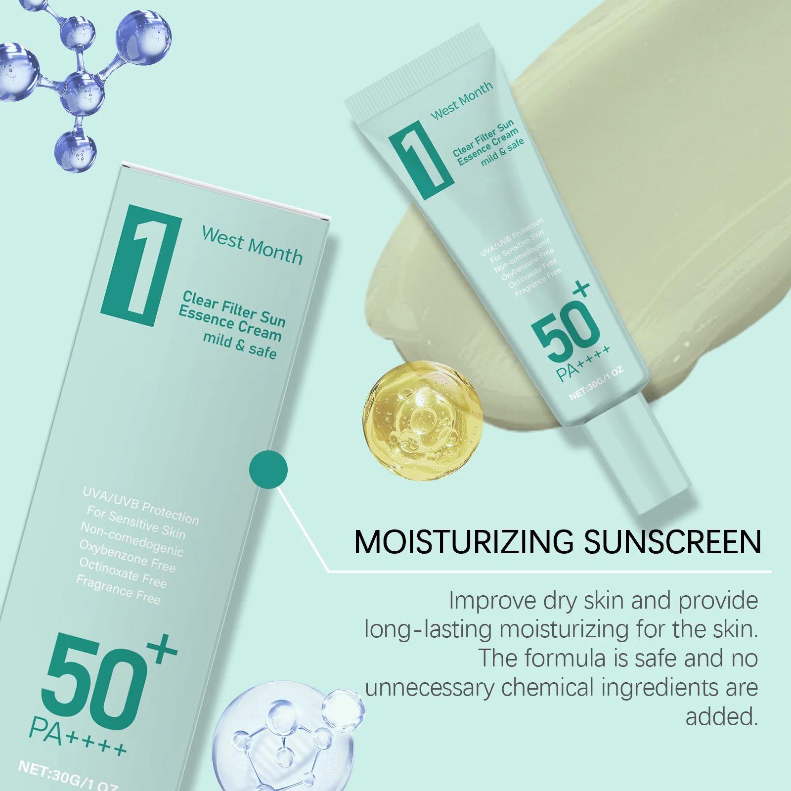 Moisturizing Sunscreen Face Cream with SPF & Titanium Dioxide 30g 6 moisturizing sunscreen face cream spf titanium dioxide 30g wes n5d8x6rm desc 6