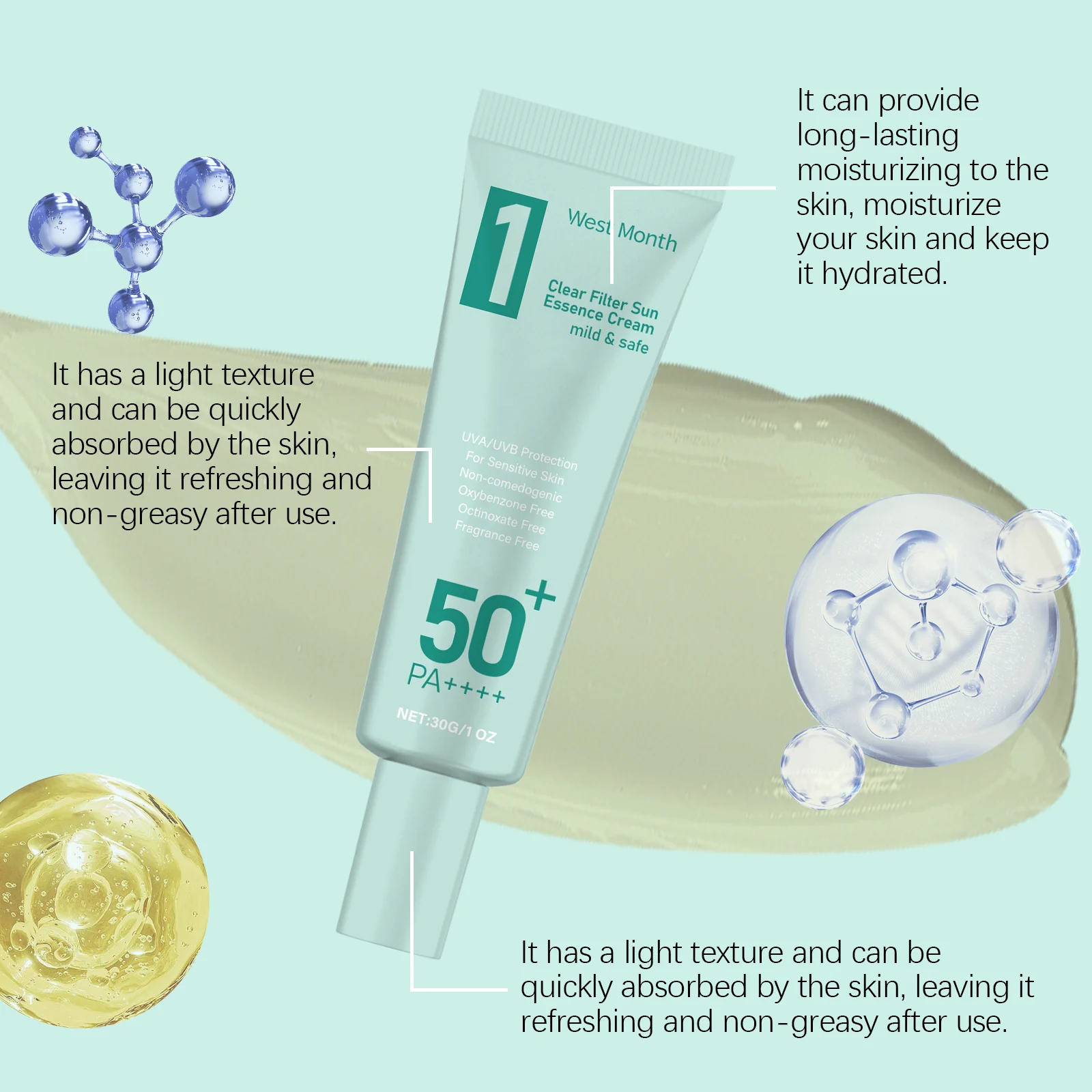Moisturizing Sunscreen Face Cream with SPF & Titanium Dioxide 30g 7 moisturizing sunscreen face cream spf titanium dioxide 30g wes n5d8x6rm desc 7