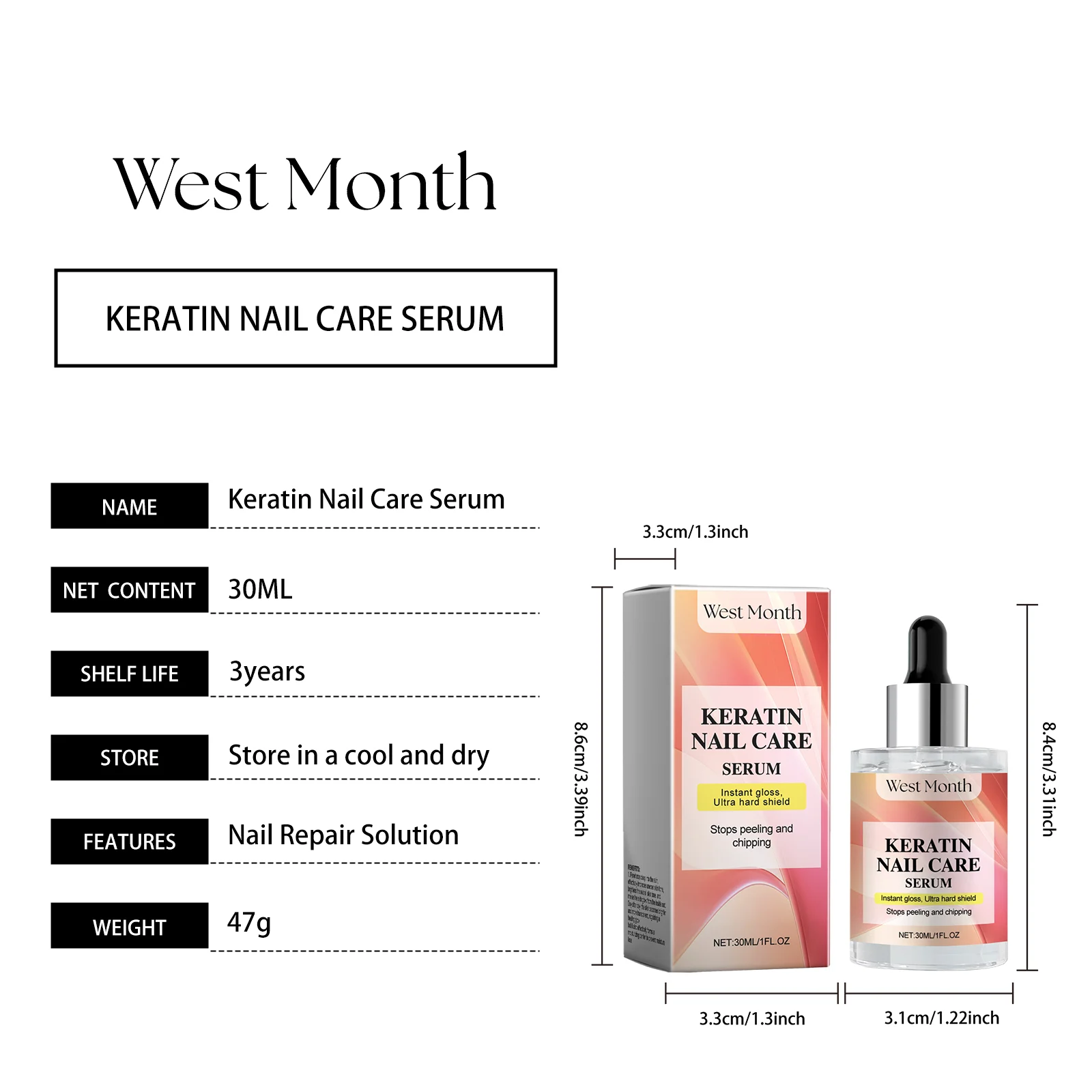 Nail Care Serum 30ml with Keratin & Sophora Flavescens Extract for Strengthening and Growth 1 nail care serum 30ml keratin sophora flavescens wes hjze238k desc 1