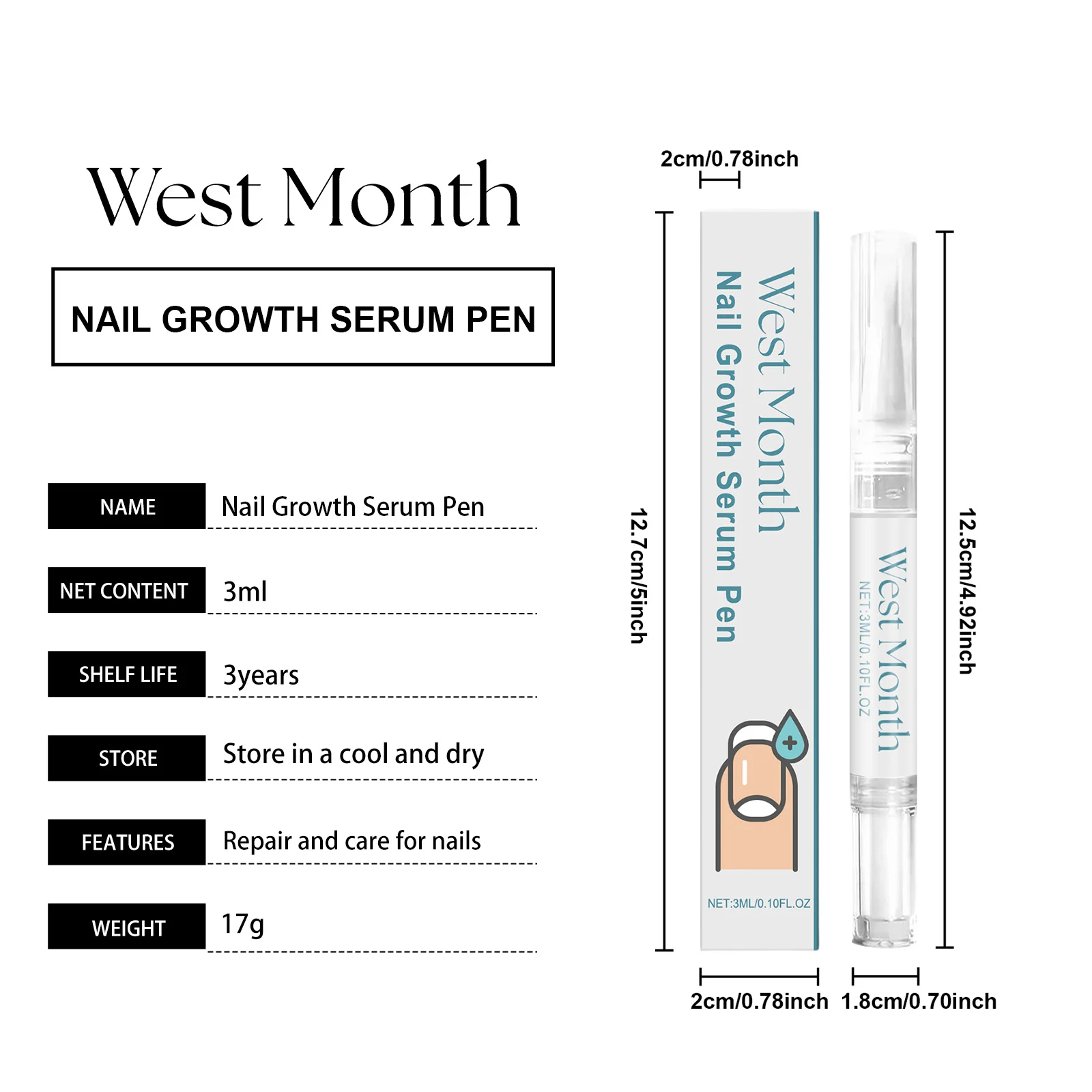 West Month Nail Growth Serum Pen for Repair, Moisturizing & Strengthening Nails 1 nail growth repair serum pen wes v8a88czh desc 1
