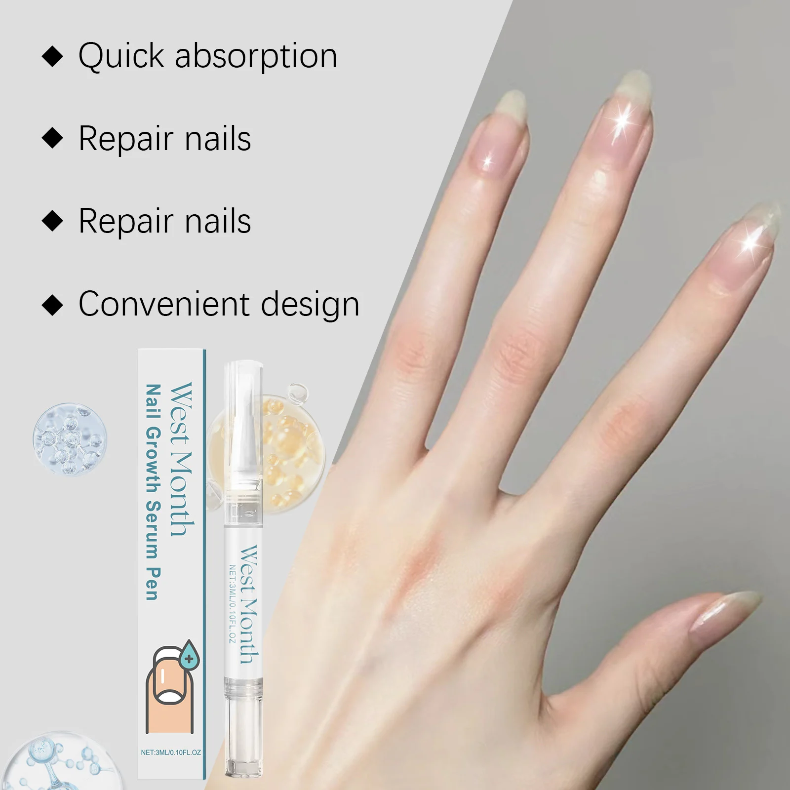 West Month Nail Growth Serum Pen for Repair, Moisturizing & Strengthening Nails 8 nail growth repair serum pen wes v8a88czh desc 8