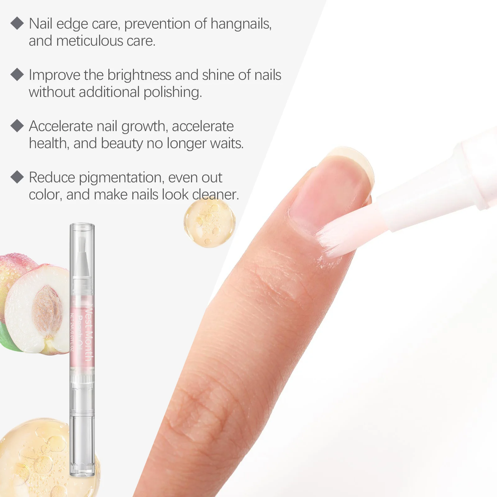 Nail Repair Treatment 2ml - Strengthens, Repairs & Protects Brittle Nails with Peach Oil & Keratin 8 nail repair treatment peach oil keratin 2ml wes skrq73bx desc 8
