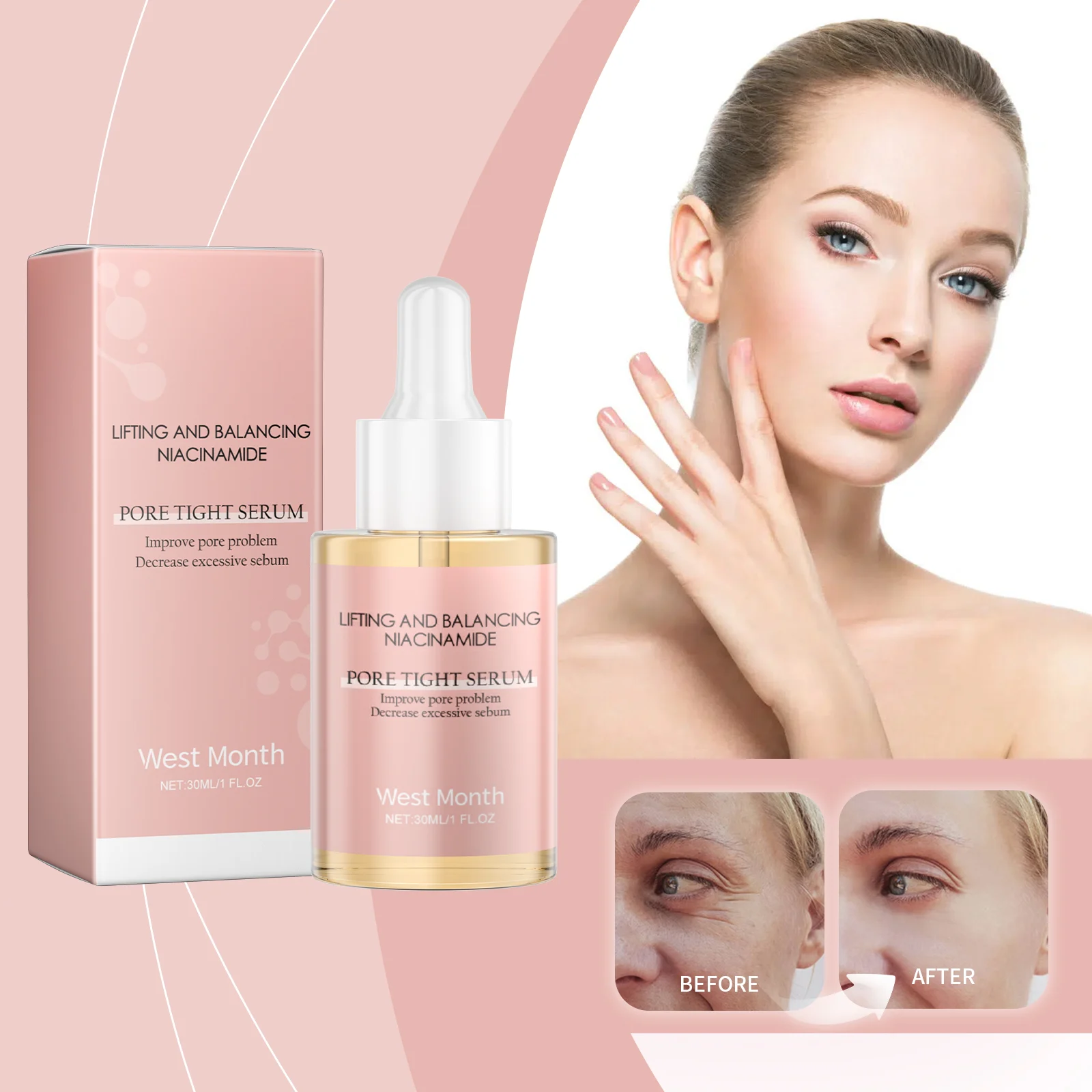 Niacinamide Pore Tightening Serum Hydrating Moisturizing Oil Control Reduce Blackheads 30ml 2 niacinamide pore tightening serum 30ml wes 9g75ydcw desc 2