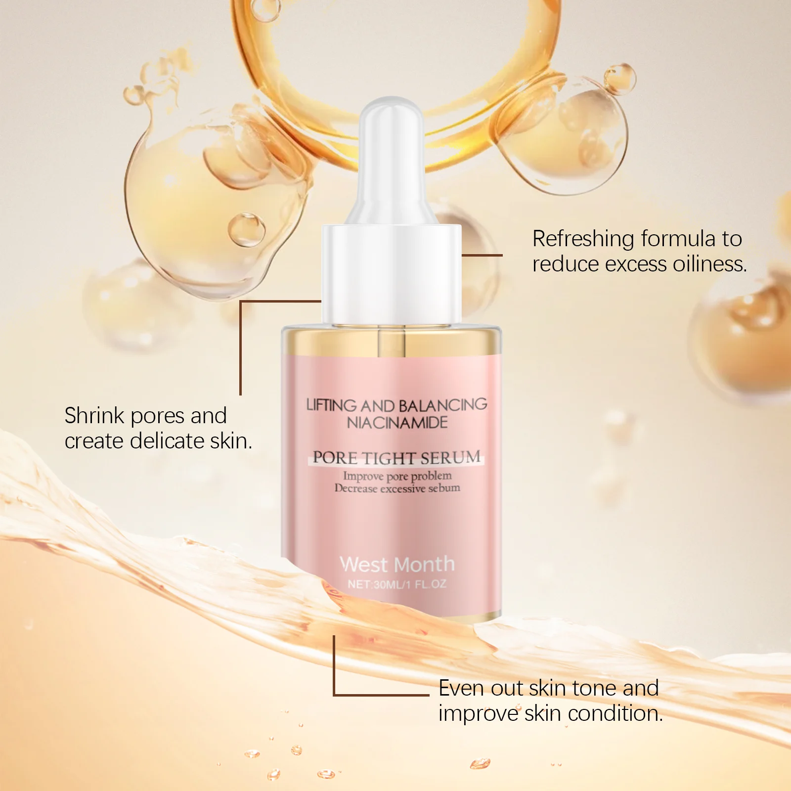 Niacinamide Pore Tightening Serum Hydrating Moisturizing Oil Control Reduce Blackheads 30ml 7 niacinamide pore tightening serum 30ml wes 9g75ydcw desc 7