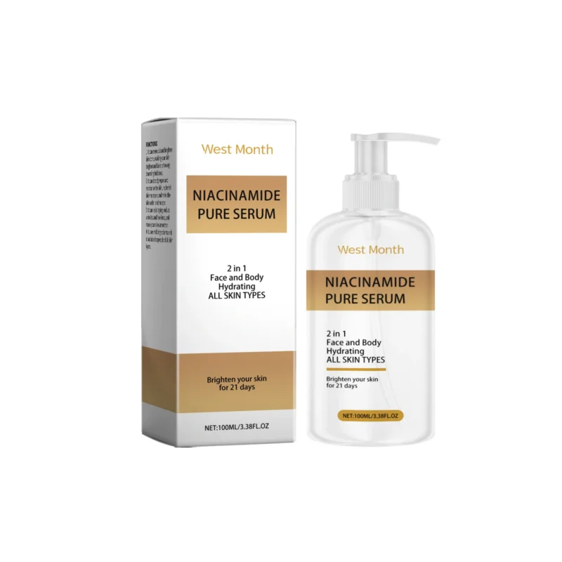 West Month Niacinamide Serum 100ml for hydration, brightening, and strengthening the skin barrier, suitable for face and body.