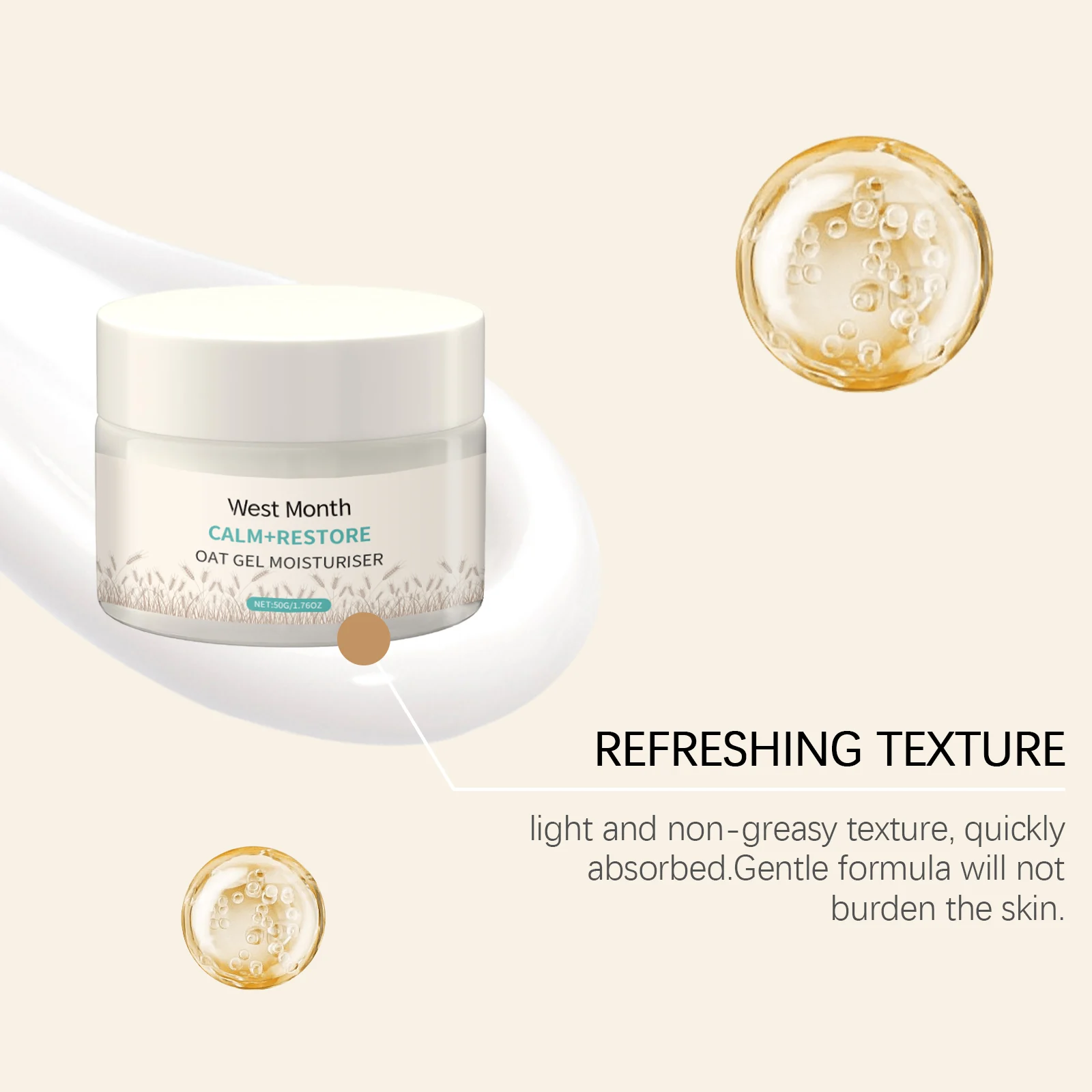 Oat Gel Moisturizer Deeply Hydrating Cream for Dry Skin 50g 7 oat gel moisturizer hydrating cream 50g wes mgsu7q2b desc 7