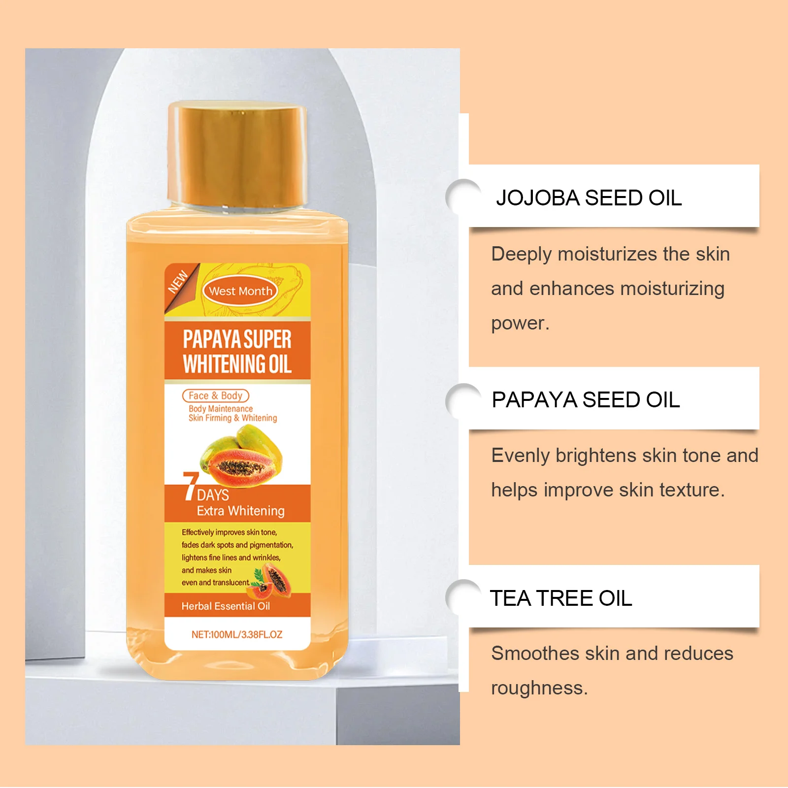 Papaya Super Whitening Body Oil 100ml for Face and Body Moisturizing & Firming 8 papaya super whitening body oil 100ml wes 5mv85ma4 desc 8