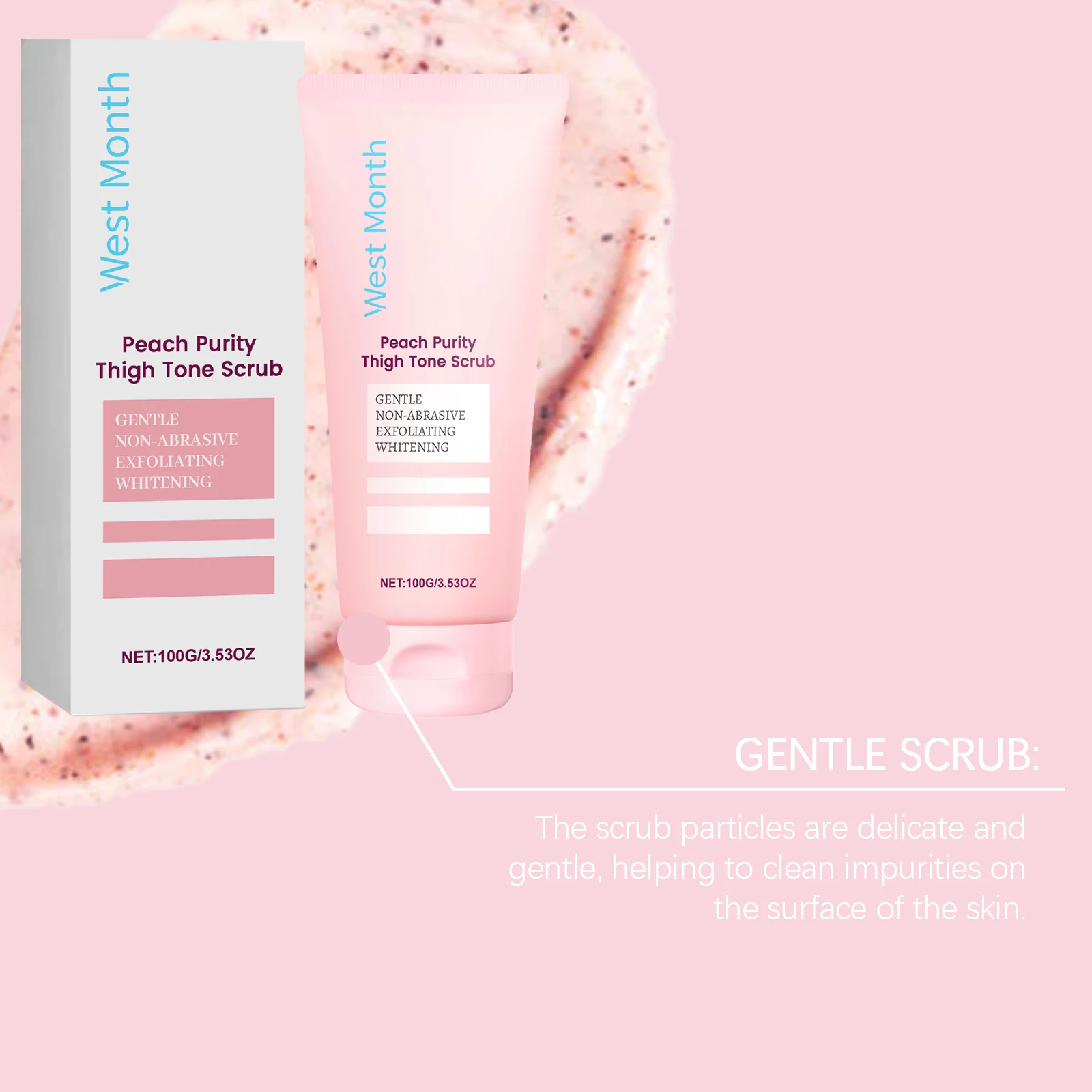 West Month Peach Purity Thigh Tone Scrub Gentle Exfoliating & Whitening 8 peach purity thigh tone scrub wes nd4xn8y7 desc 8