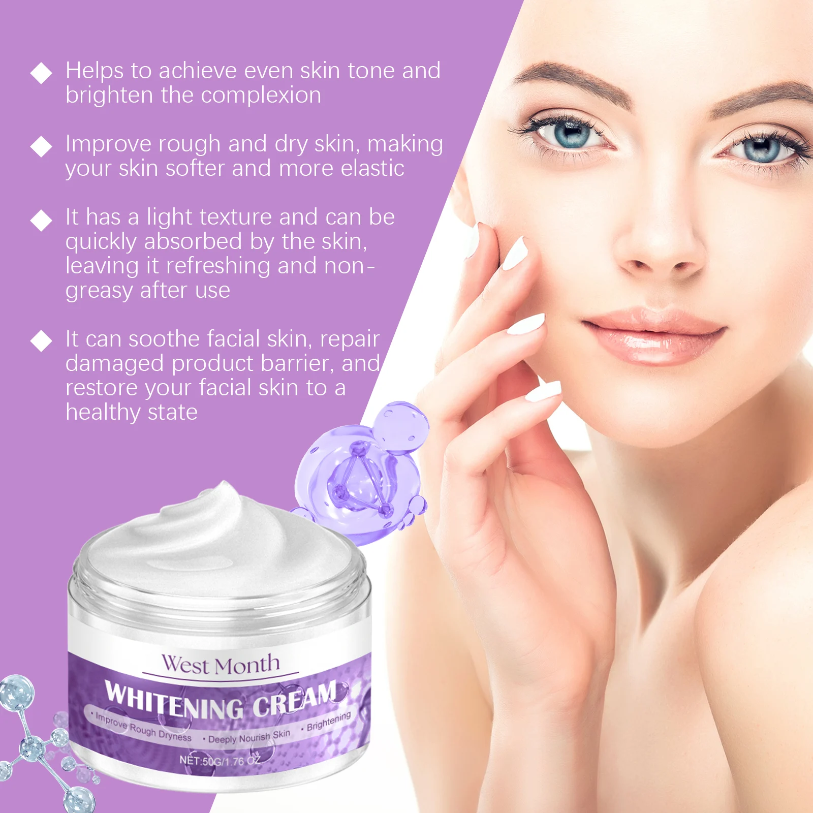 Peptide Moisturizing Cream Hydrating Brightening Face Cream for Glowing Skin 50g 5 peptide moisturizing cream hydrating brightening face cream 50g wes 4eden665 desc 5