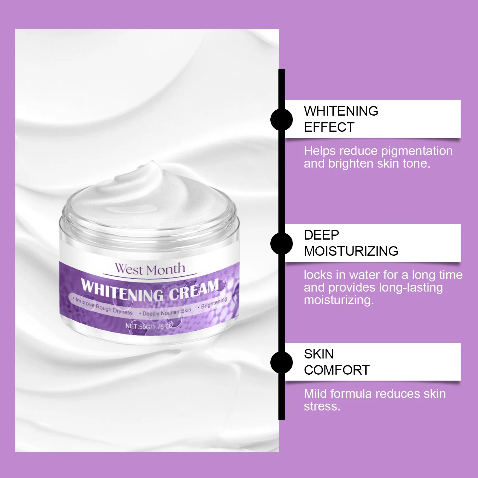 Peptide Moisturizing Cream Hydrating Brightening Face Cream for Glowing Skin 50g 8 peptide moisturizing cream hydrating brightening face cream 50g wes 4eden665 desc 8