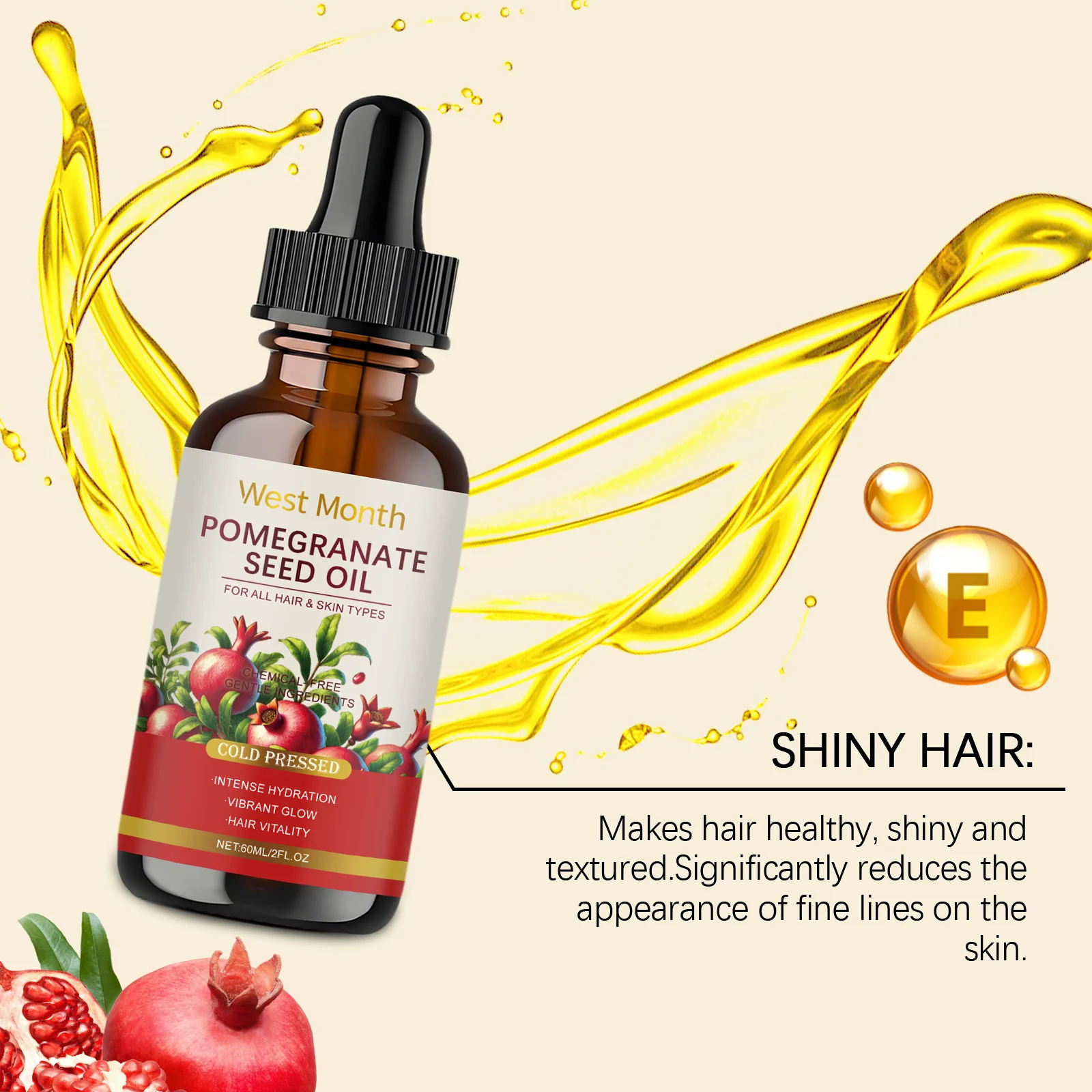 West Month Pomegranate Seed Oil Nourishing Body & Hair Care Oil for All Skin Types 8 pomegranate seed oil wes 3qjc377z desc 8