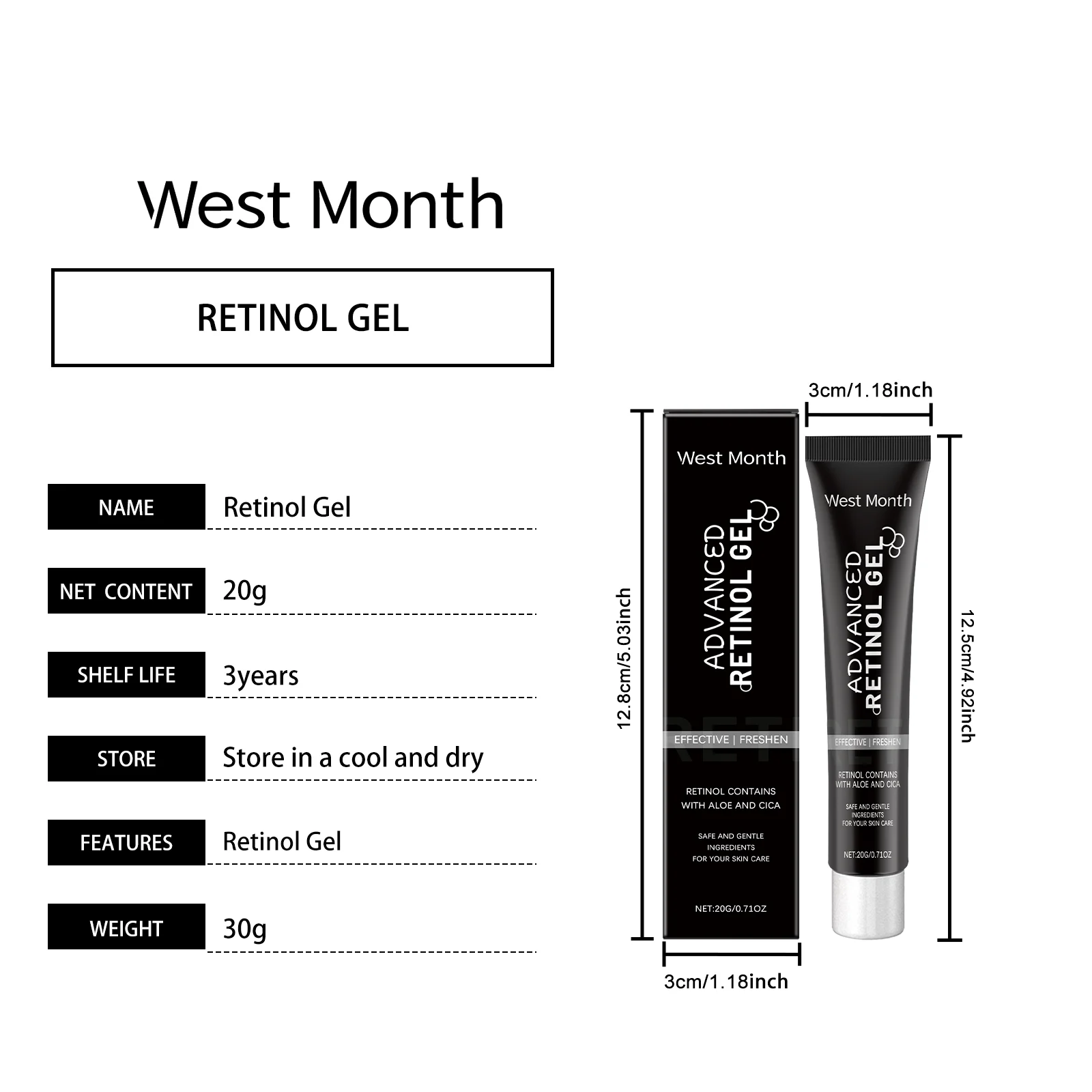 Retinol Care Cream Firming Anti-Wrinkle Moisturizing Gel with Aloe and Cica 20g 1 retinol care cream firming anti wrinkle moisturizing gel wes xdxcb6dj desc 1