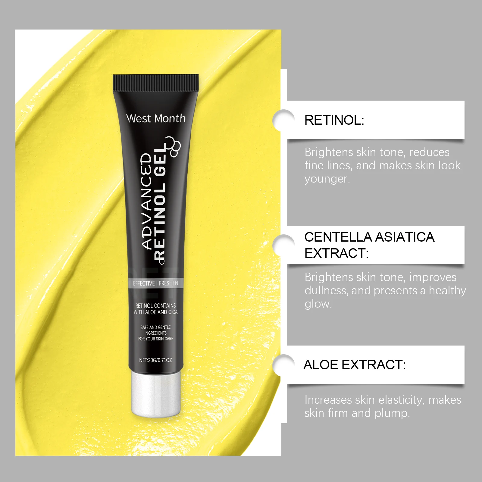 Retinol Care Cream Firming Anti-Wrinkle Moisturizing Gel with Aloe and Cica 20g 5 retinol care cream firming anti wrinkle moisturizing gel wes xdxcb6dj desc 5
