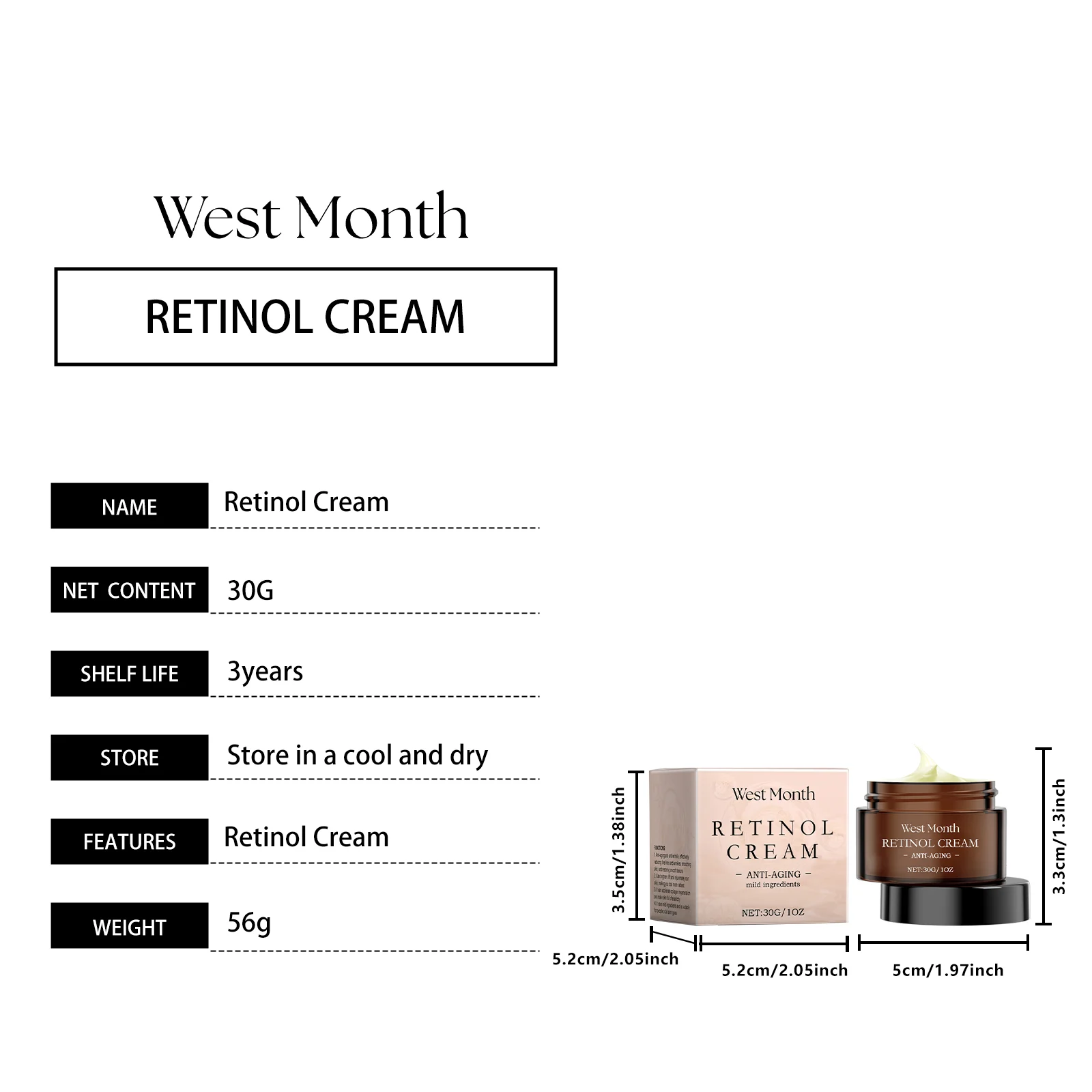 West Month Retinol Firming Cream with Hyaluronic Acid & Arbutin for Anti-Aging 1 retinol firming moisturizer cream wes dg6fqcpx desc 1