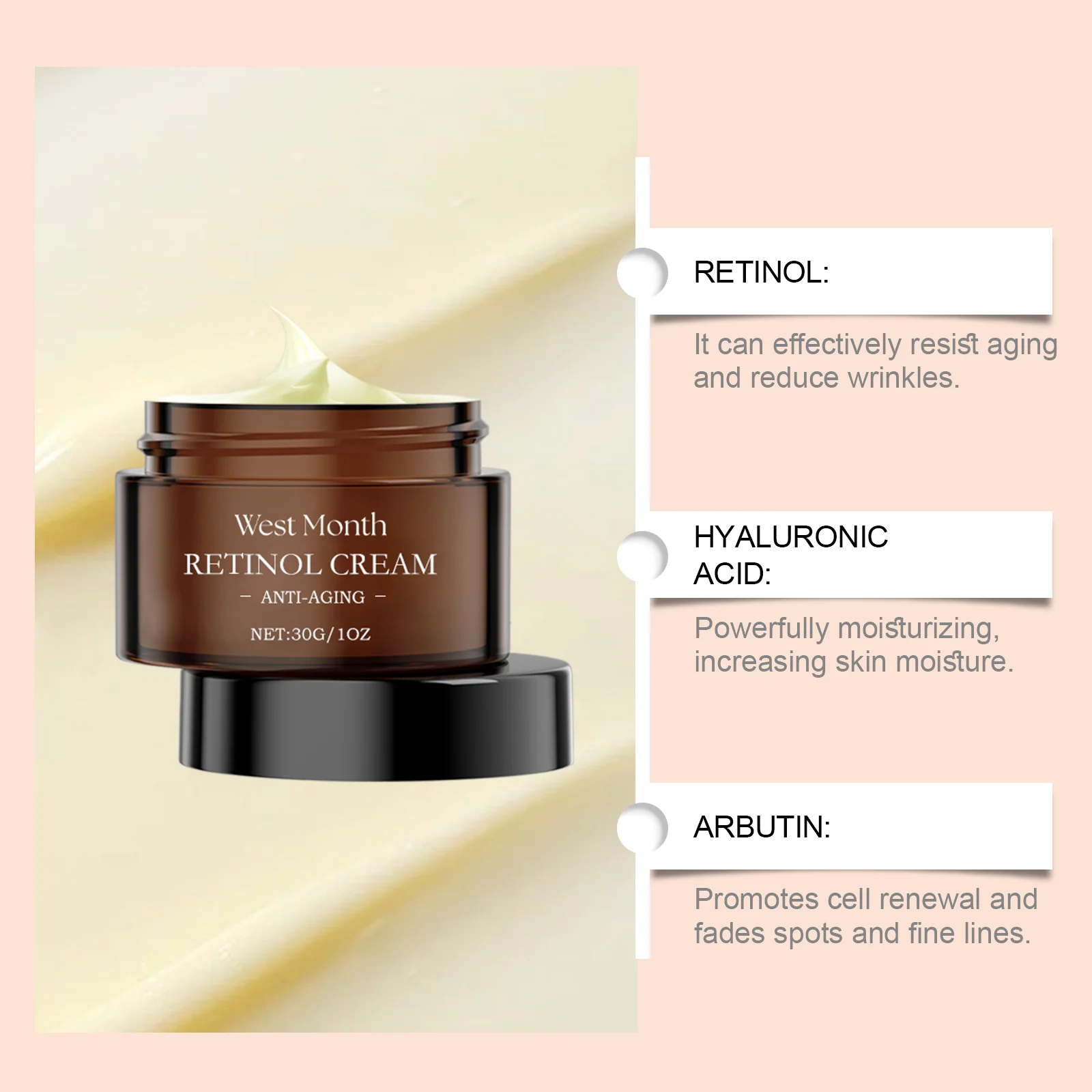 West Month Retinol Firming Cream with Hyaluronic Acid & Arbutin for Anti-Aging 8 retinol firming moisturizer cream wes dg6fqcpx desc 8