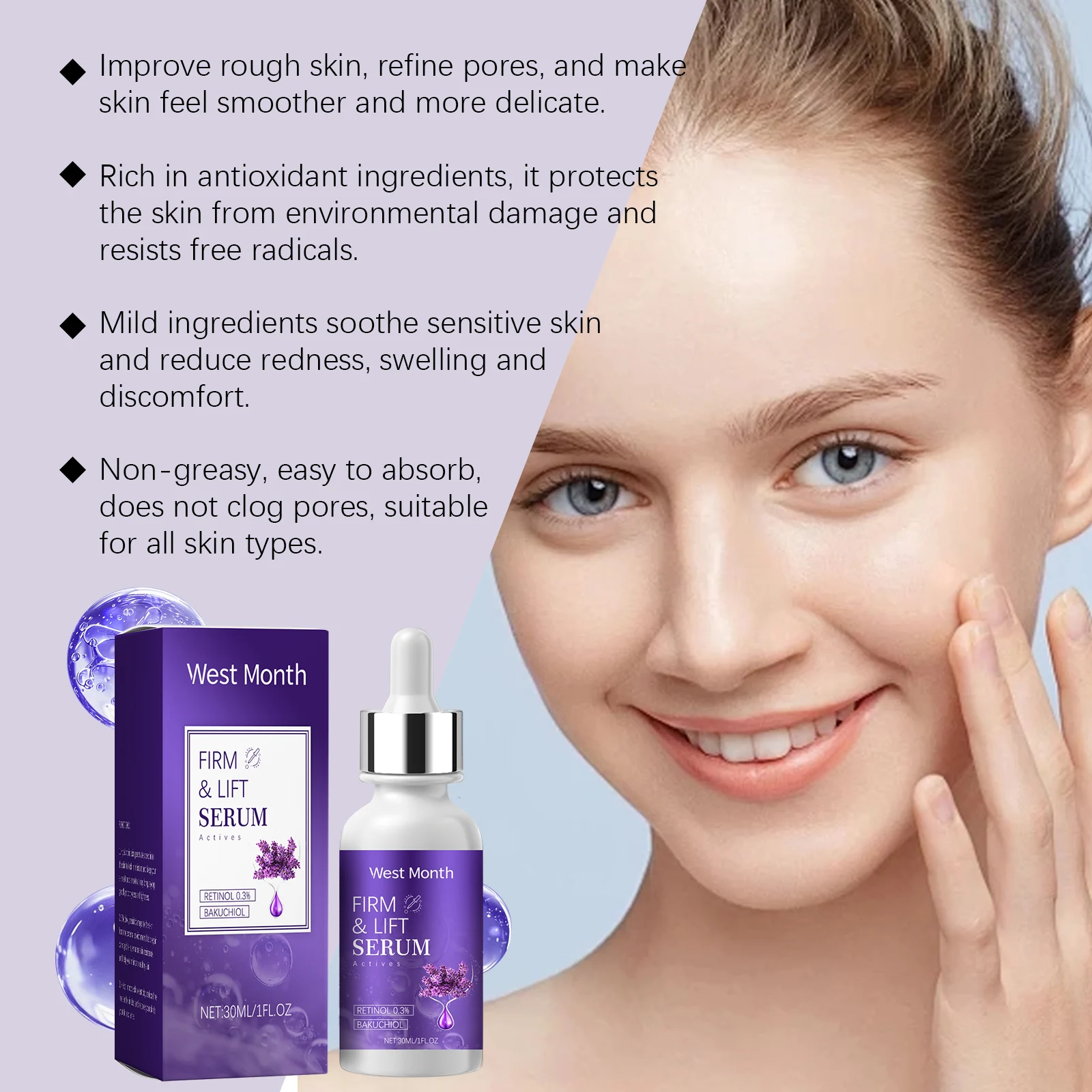 Retinol Firming Serum 30ml for Anti-Aging, Wrinkle Reduction & Deep Moisturizing 5 retinol firming serum 30ml wes kx8crrwf desc 5